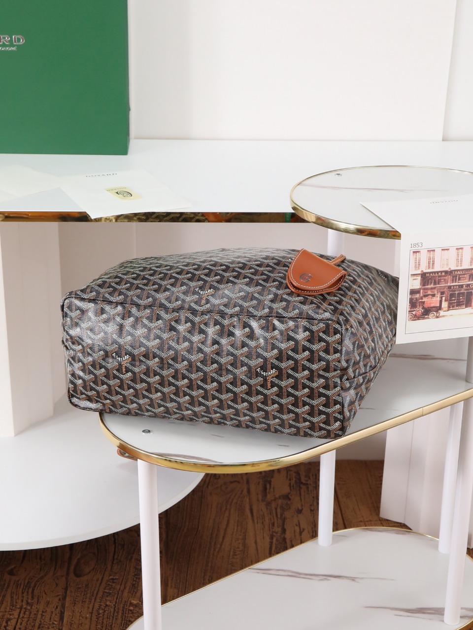 34CM GOYARD 戈雅托特 Saint Louis  (Canvas and Leather) — Small Tote Bag-F0-STLNECPMLTY01CL03P