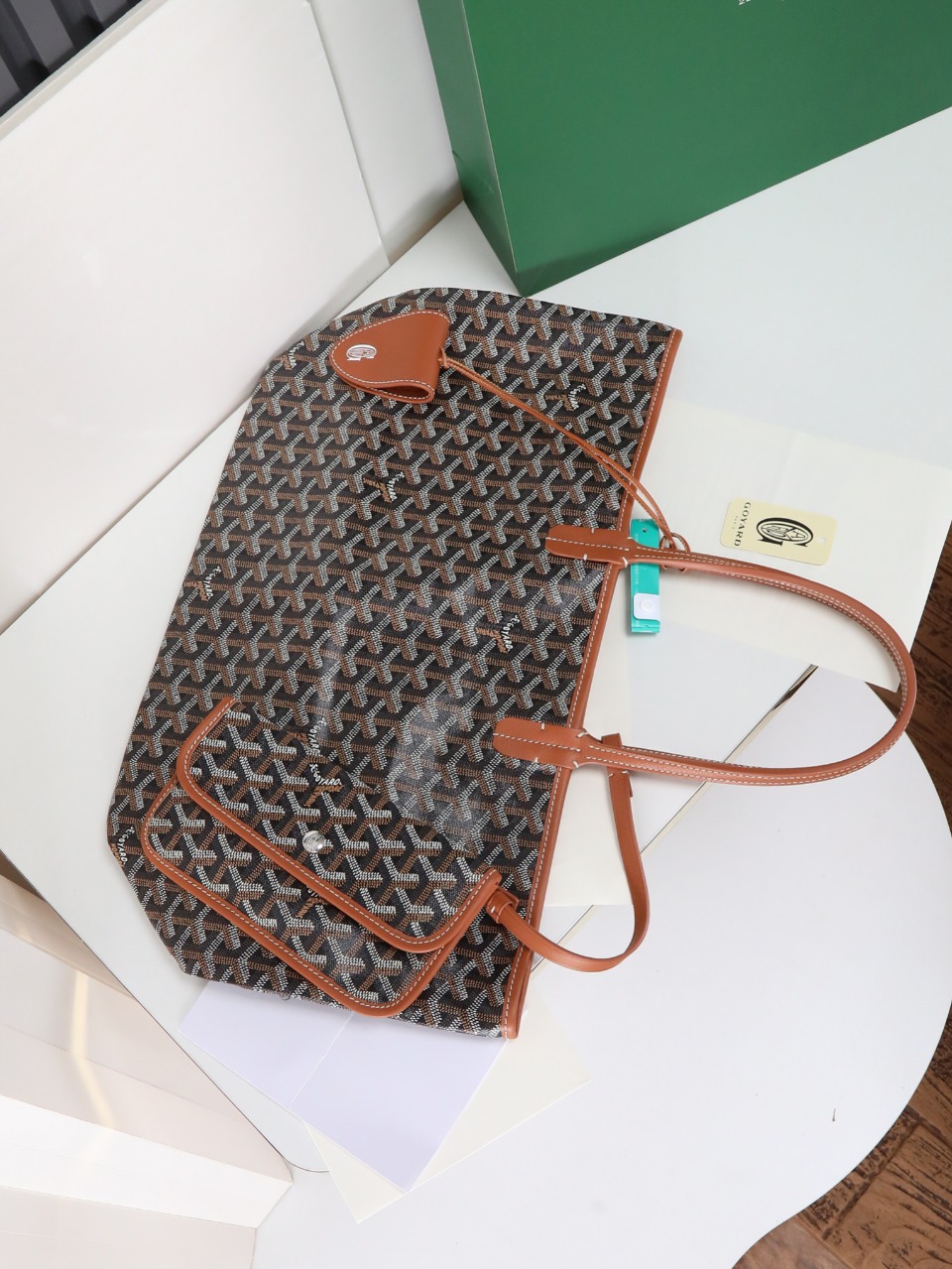 34CM GOYARD 戈雅托特 Saint Louis  (Canvas and Leather) — Small Tote Bag-F0-STLNECPMLTY01CL03P