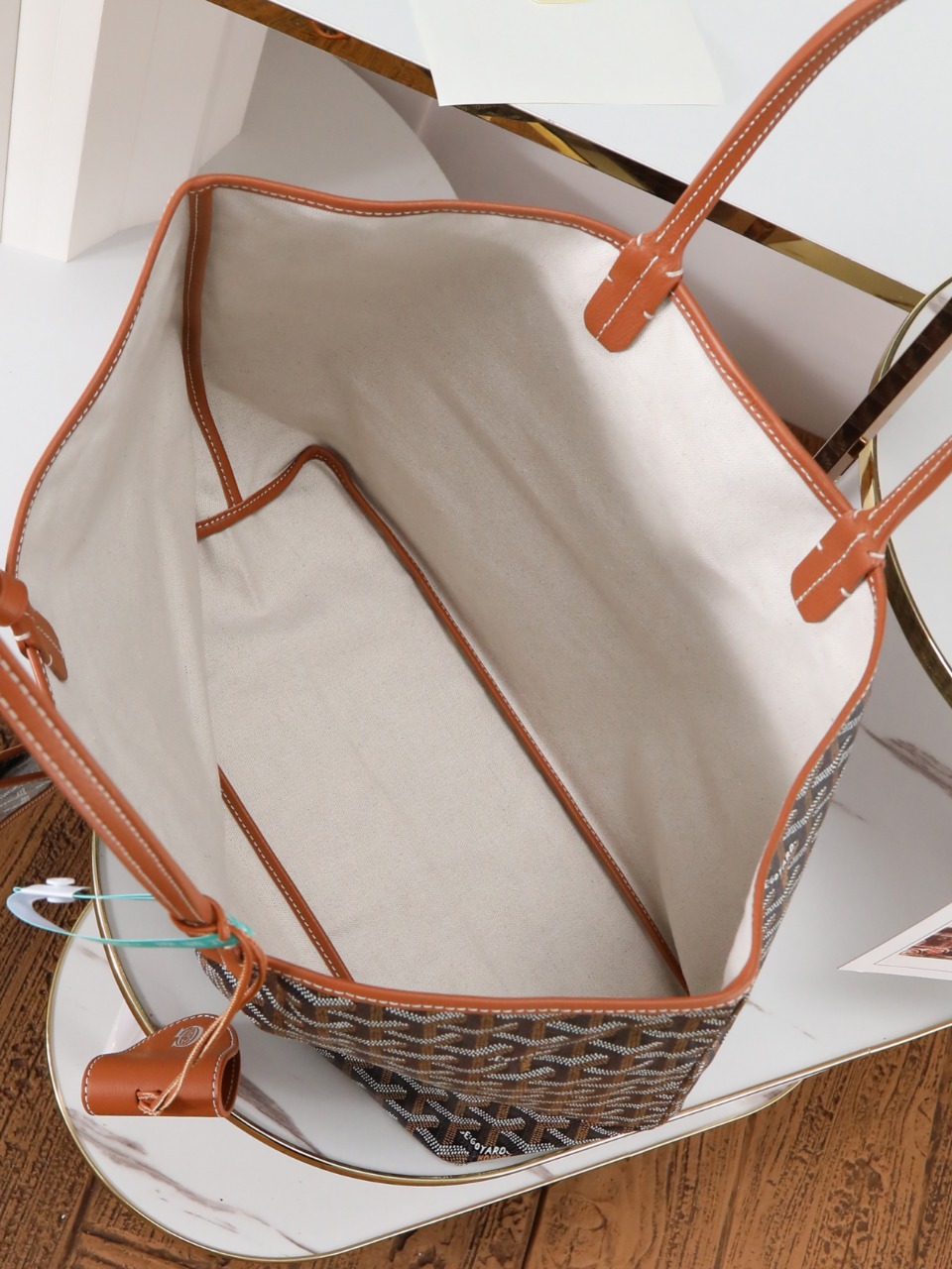 34CM GOYARD 戈雅托特 Saint Louis  (Canvas and Leather) — Small Tote Bag-F0-STLNECPMLTY01CL03P