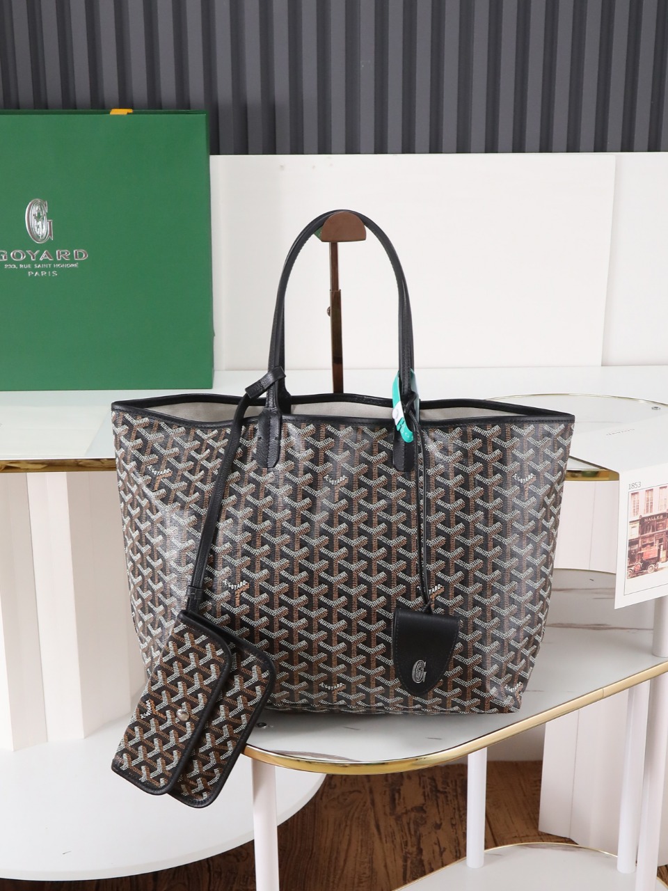 34CM GOYARD 戈雅托特 Saint Louis  (Canvas and Leather) — Small Tote Bag-F0-STLCROPMLTY-01CL01P