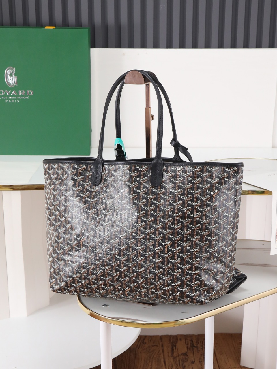 34CM GOYARD 戈雅托特 Saint Louis  (Canvas and Leather) — Small Tote Bag-F0-STLCROPMLTY-01CL01P