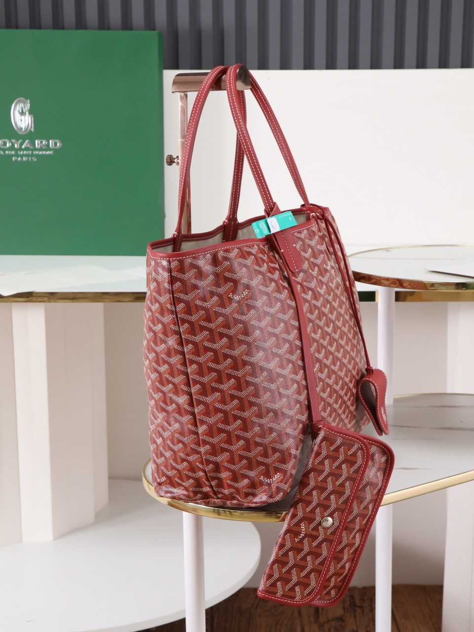 34CM GOYARD 戈雅托特 Saint Louis  (Canvas and Leather) — Small Tote Bag-F0-STLCROPMLTY-33CL33P