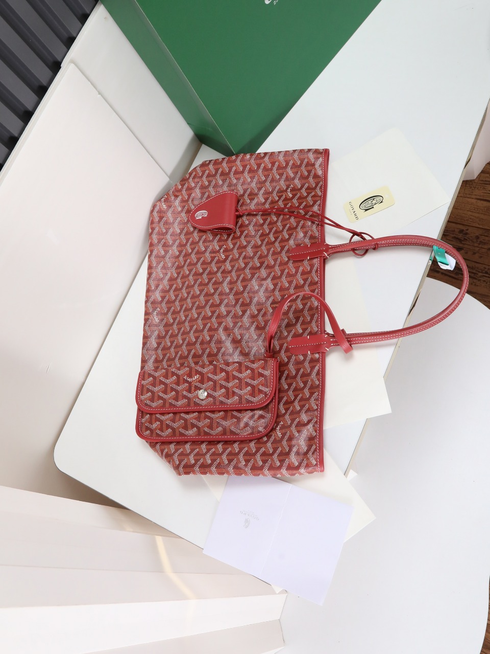 34CM GOYARD 戈雅托特 Saint Louis  (Canvas and Leather) — Small Tote Bag-F0-STLCROPMLTY-33CL33P
