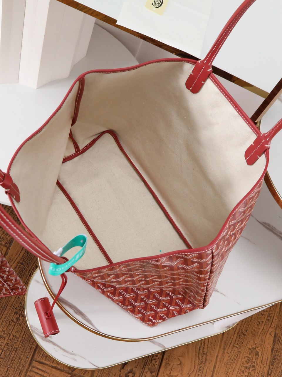 34CM GOYARD 戈雅托特 Saint Louis  (Canvas and Leather) — Small Tote Bag-F0-STLCROPMLTY-33CL33P