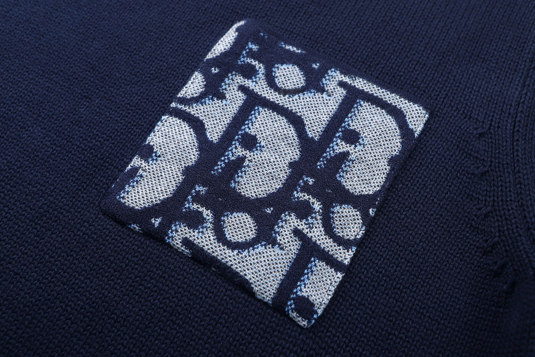 DIOR 迪奥 提花胸前贴袋针织毛衣 针织衫 外套 秋冬 长袖 蓝色 B0