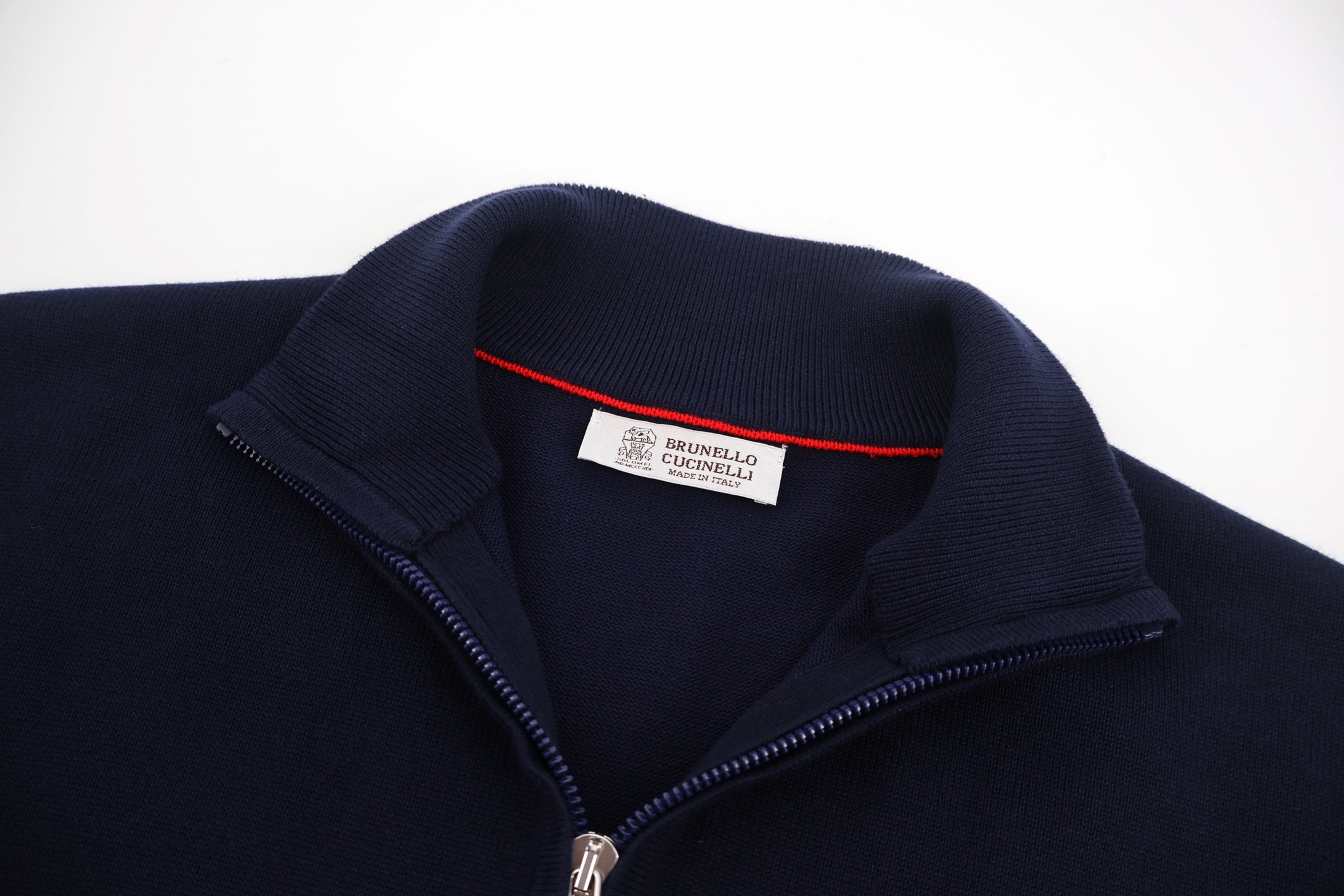 Brunello Cucinelli 纯色半拉链羊毛毛衣 针织衫 外套 长袖 白色 蓝色 B0 