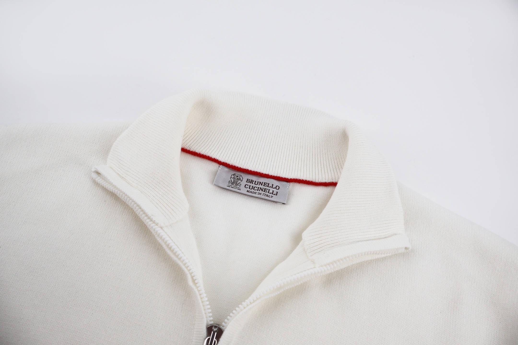 Brunello Cucinelli 纯色半拉链羊毛毛衣 针织衫 外套 长袖 白色 蓝色 B0 