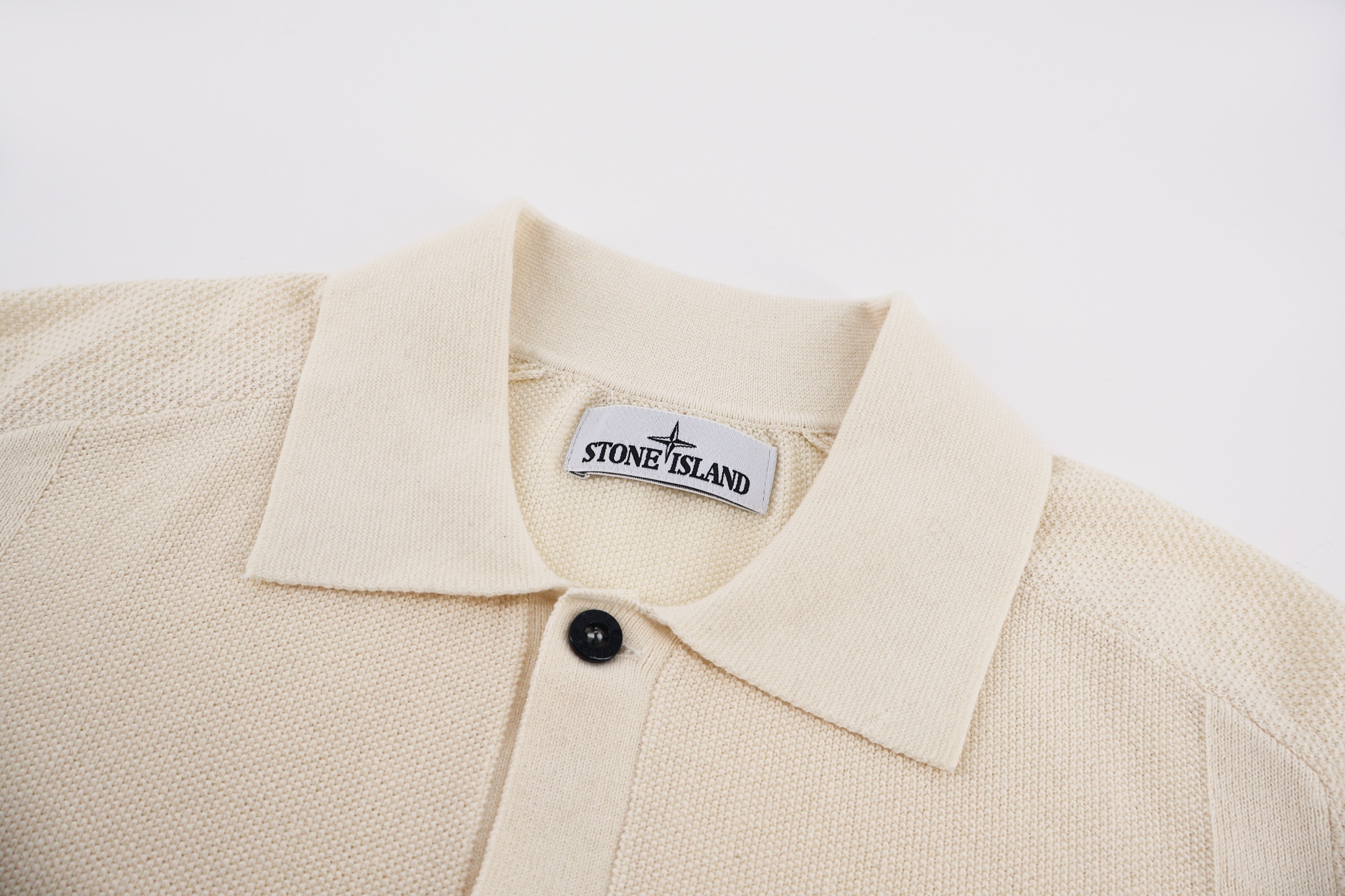 STONE ISLAND 石头岛 针织Polo衫 短袖 夏款 米杏色 黑色 B0