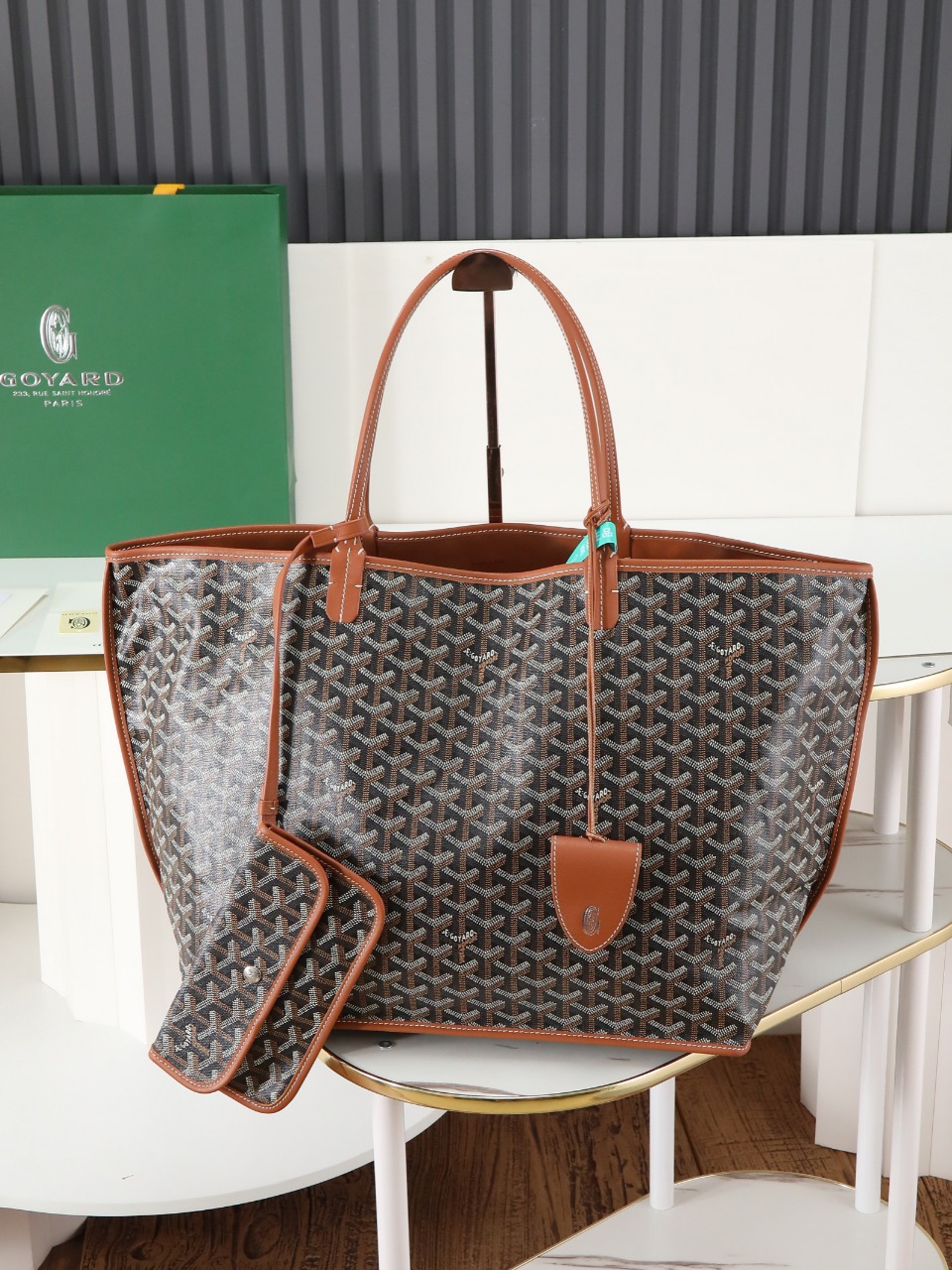 双面40CM GOYARD 戈雅托特 Anjou Reversible (Canvas and Leather) — Large Tote Bag-F0- ANJOUSGMLCG