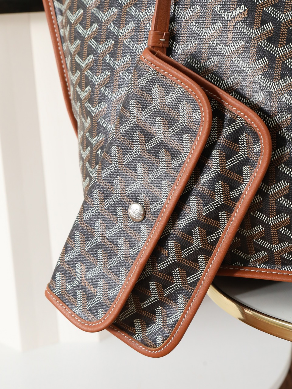 双面40CM GOYARD 戈雅托特 Anjou Reversible (Canvas and Leather) — Large Tote Bag-F0- ANJOUSGMLCG