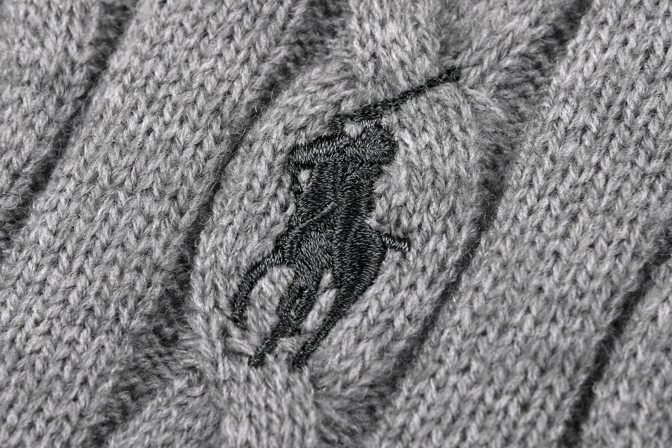 Ralph Lauren 拉夫劳伦 刺绣标识粗绞麻花半拉链针织毛衣 针织衫 毛衣 外套 长袖 灰色 B0 