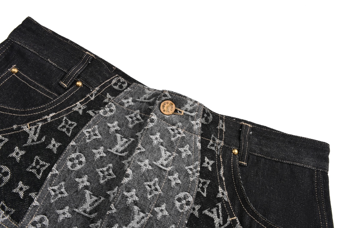 LOUIS VUITTON 路易威登 四叶草老花拼接牛仔裤 裤子 长裤 黑色 B5 1ABYEA