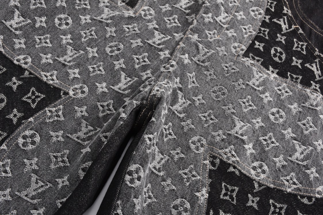 LOUIS VUITTON 路易威登 四叶草老花拼接牛仔裤 裤子 长裤 黑色 B5 1ABYEA