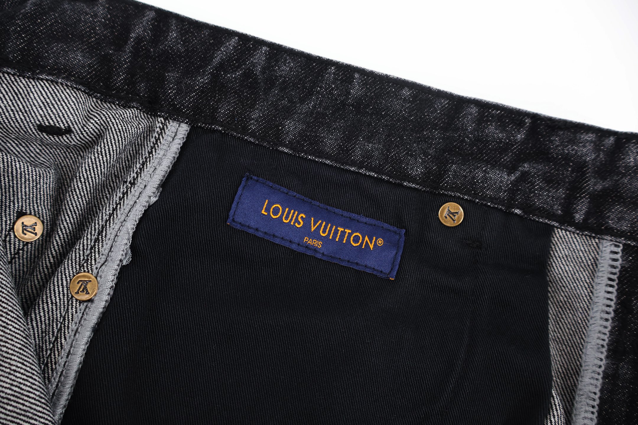 LOUIS VUITTON 路易威登 四叶草老花拼接牛仔裤 裤子 长裤 黑色 B5 1ABYEA