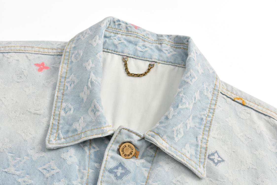LOUIS VUITTON 路易威登 Tyler 联名款 彩色刺绣牛仔外套 牛仔衣 夹克 长袖 蓝色 C0 1AFPTC