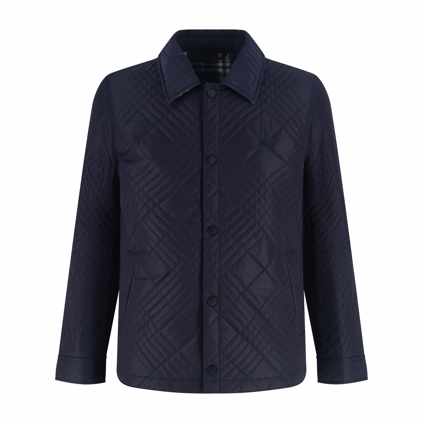 Burberry 巴宝莉 绗缝格纹棉服外套 夹克 长袖 藏蓝色 C5