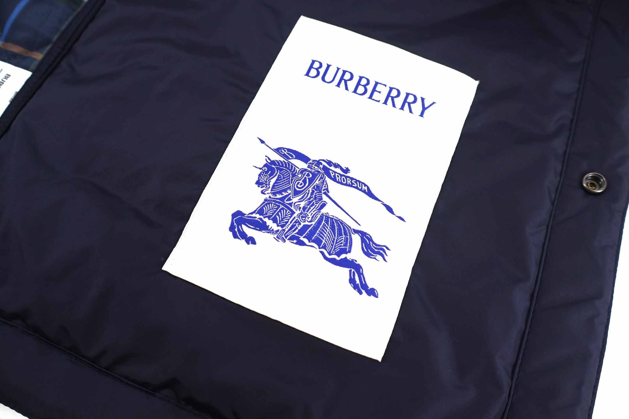 Burberry 巴宝莉 绗缝格纹棉服外套 夹克 长袖 藏蓝色 C5
