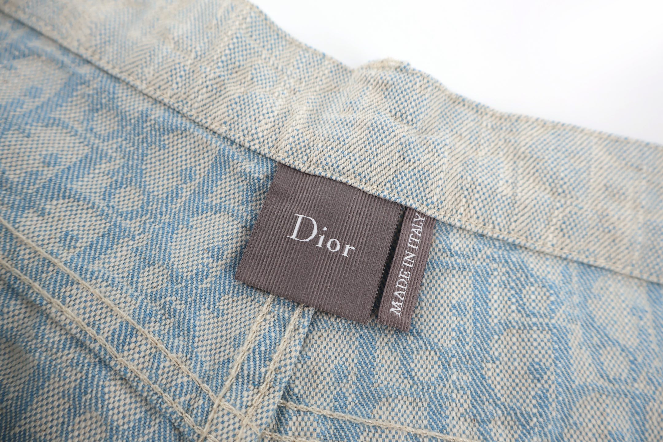 DIOR 迪奥 满印皮牌牛仔裤 长裤 裤子 灰蓝色 B0