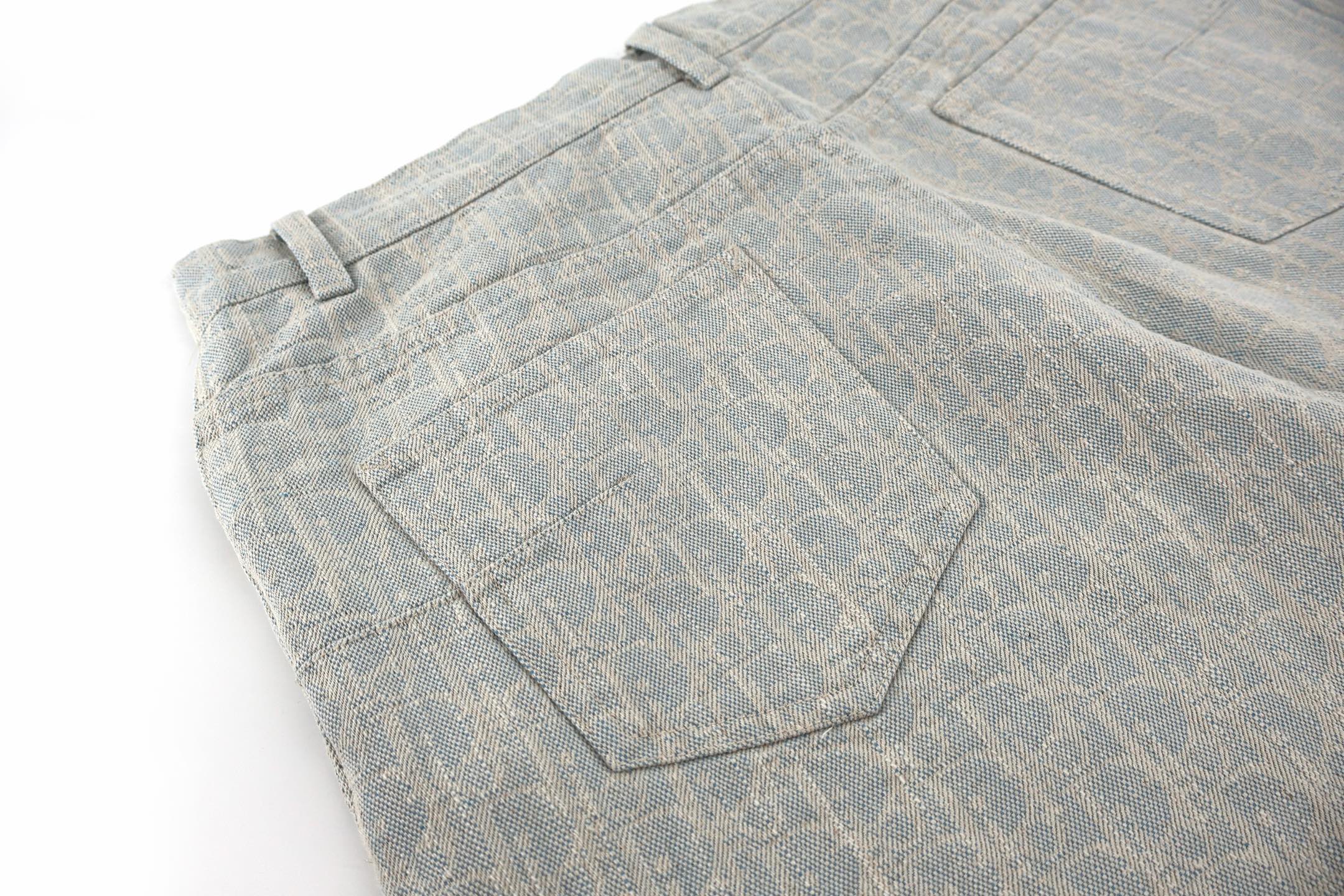 DIOR 迪奥 满印皮牌牛仔裤 长裤 裤子 灰蓝色 B0