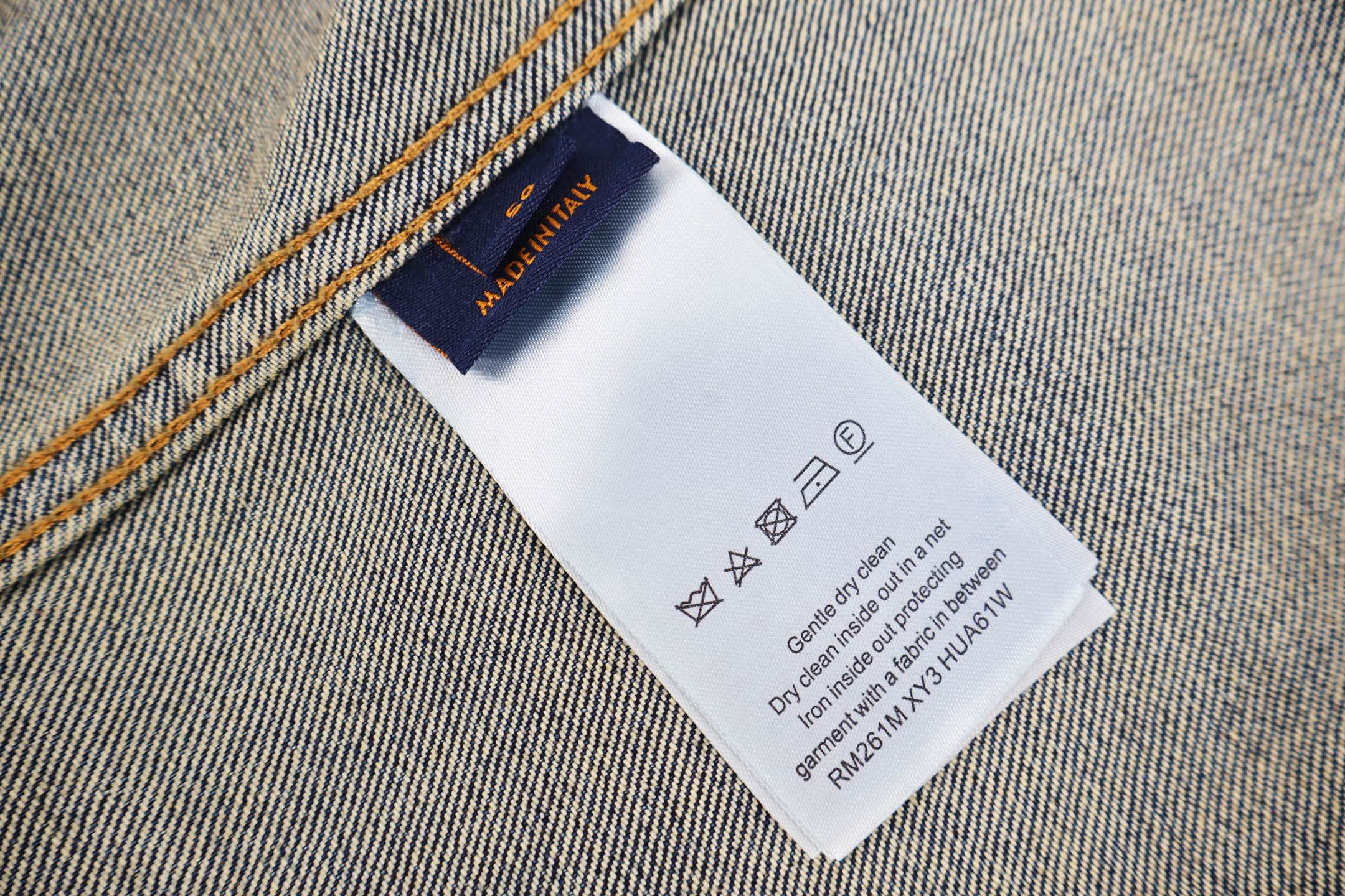 LOUIS VUITTON 路易威登 老花皮领压花翻领牛仔夹克 外套 牛仔衣 长袖 蓝色 C0