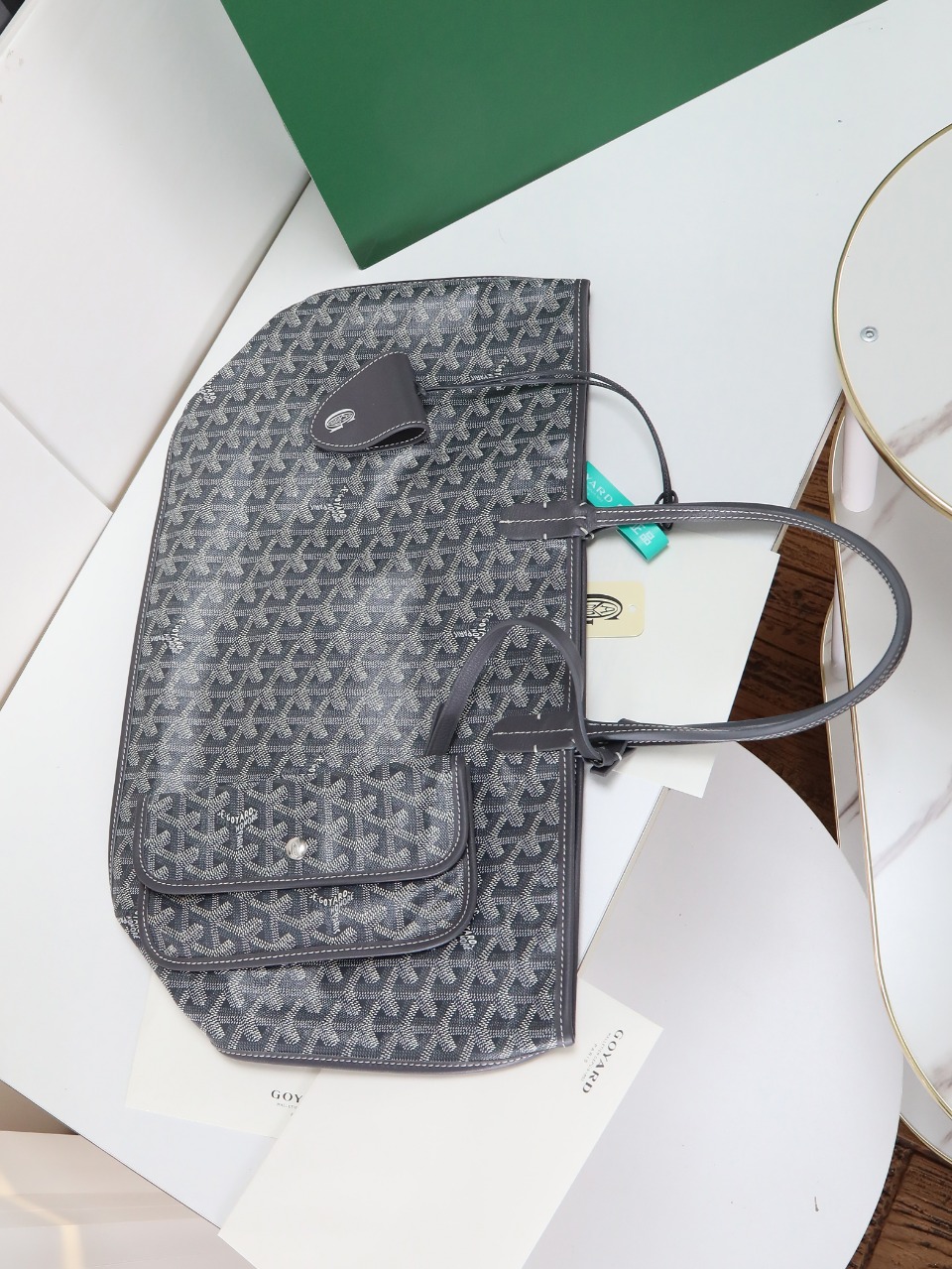 双面33CM GOYARD 戈雅托特 Anjou Reversible (Canvas and Leather) —  small Tote Bag-F0- ANJCROPMLCG-51TY51P