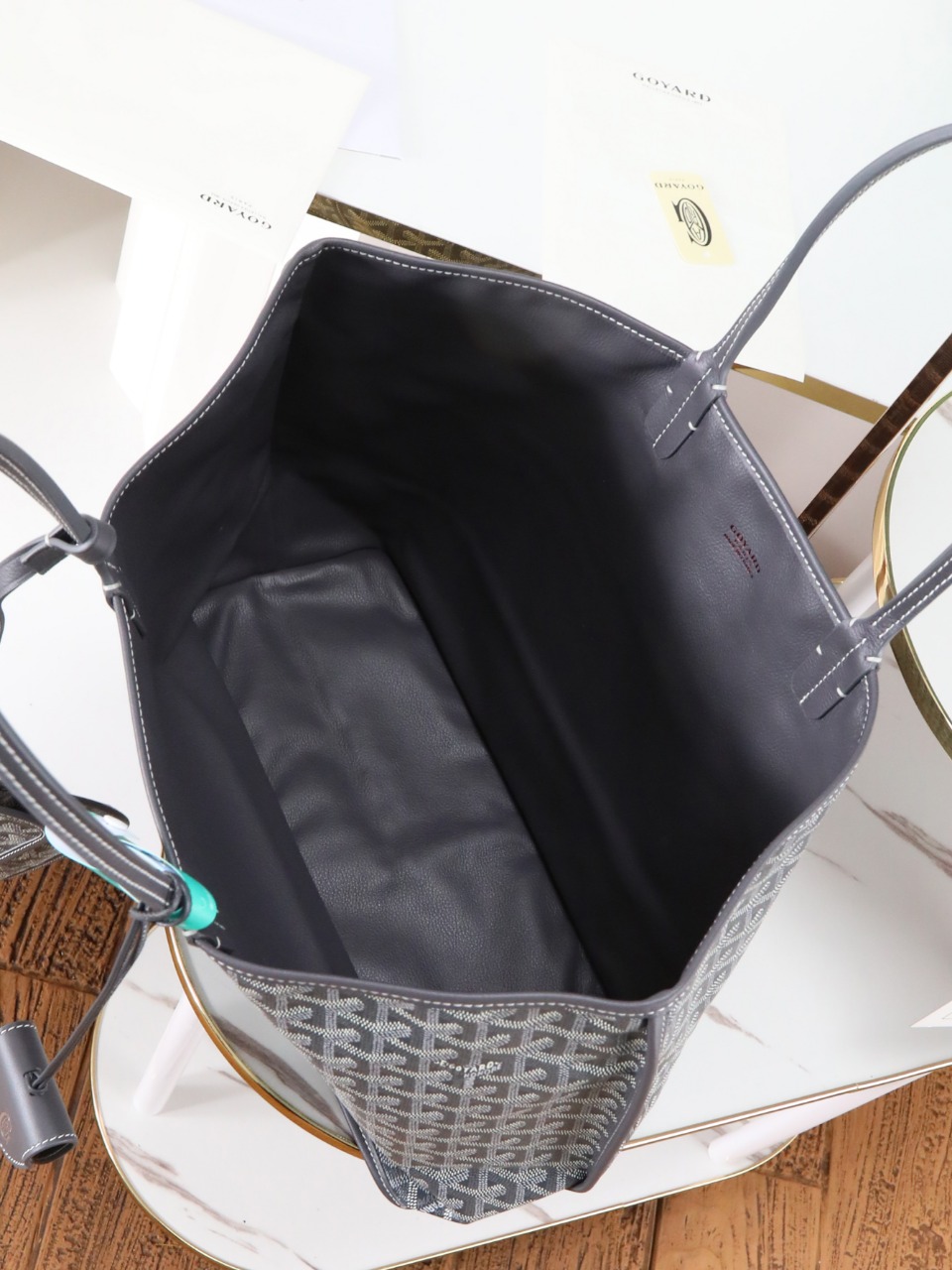 双面33CM GOYARD 戈雅托特 Anjou Reversible (Canvas and Leather) —  small Tote Bag-F0- ANJCROPMLCG-51TY51P