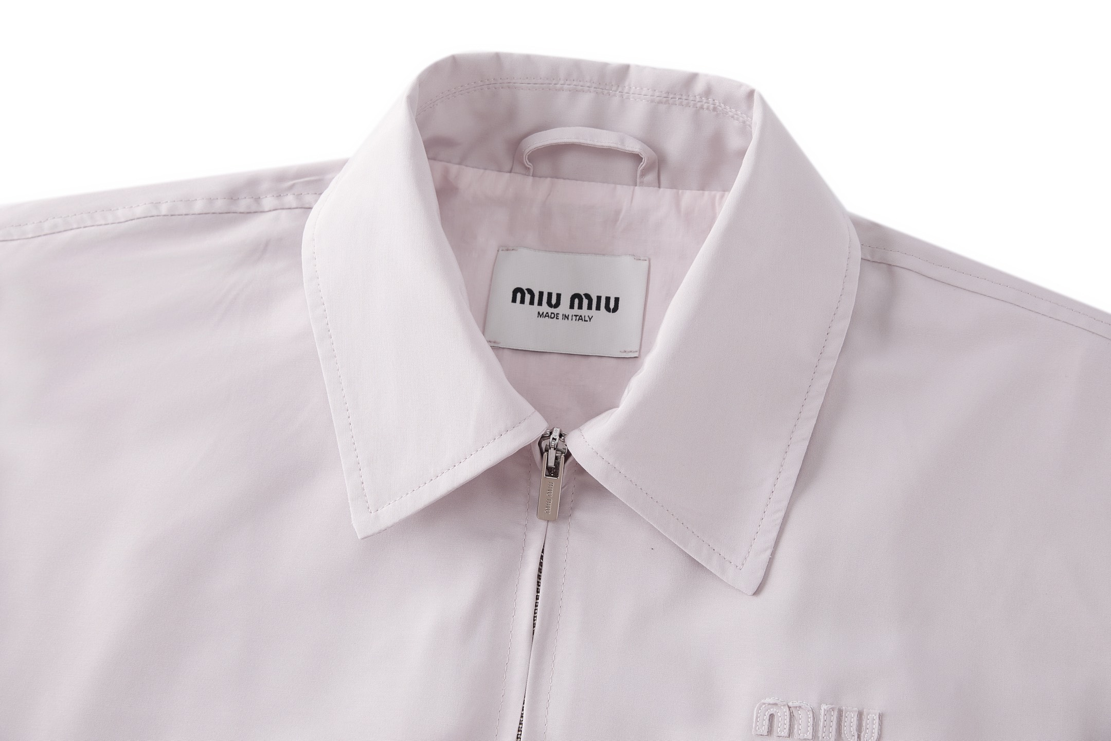 MIU MIU 缪缪 刺绣标识拉链夹克 外套 秋冬 长袖 粉色 C0 