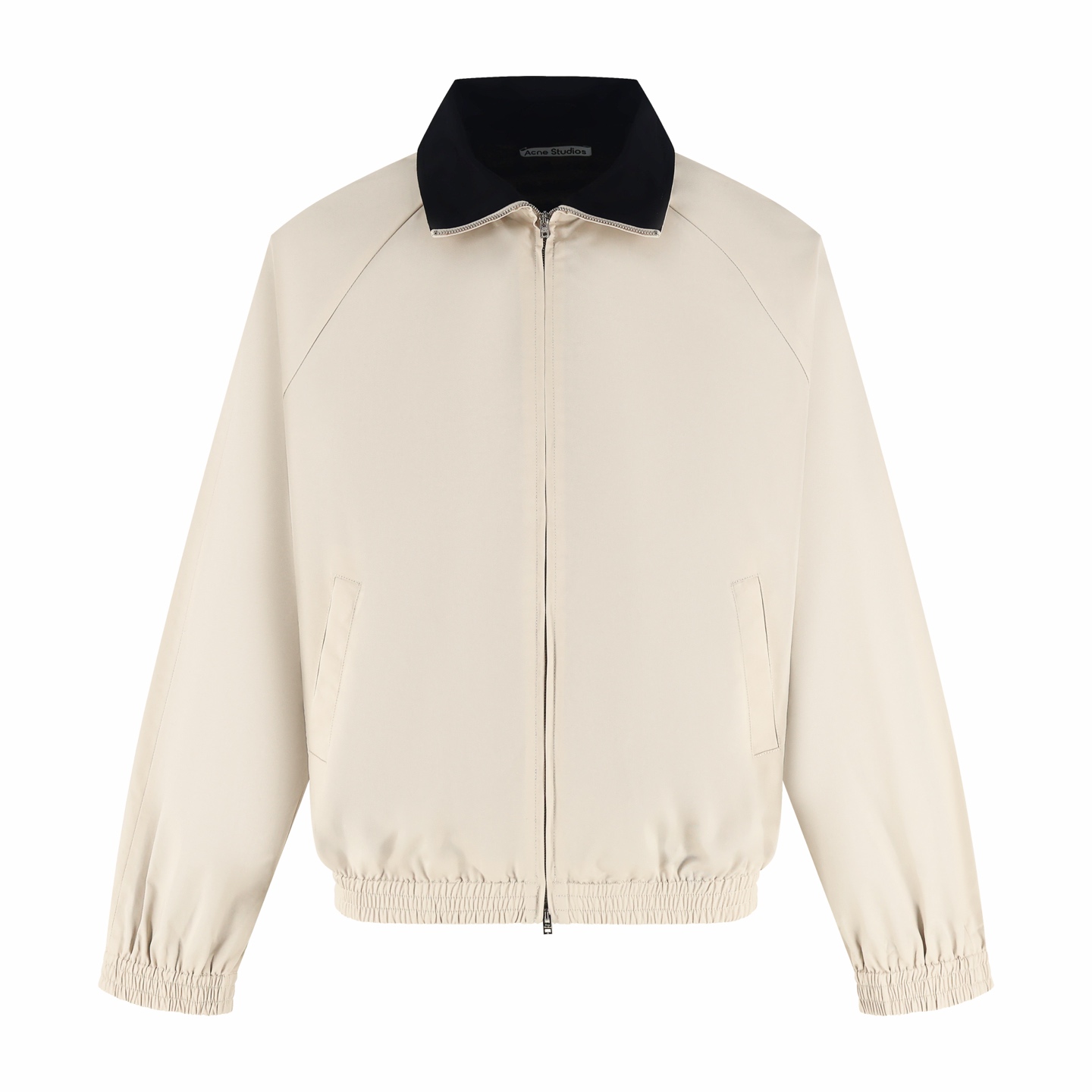 Acne Studios 后背字母刺绣复古哈灵顿拉链夹克 外套 秋冬 长袖 米白色 C0