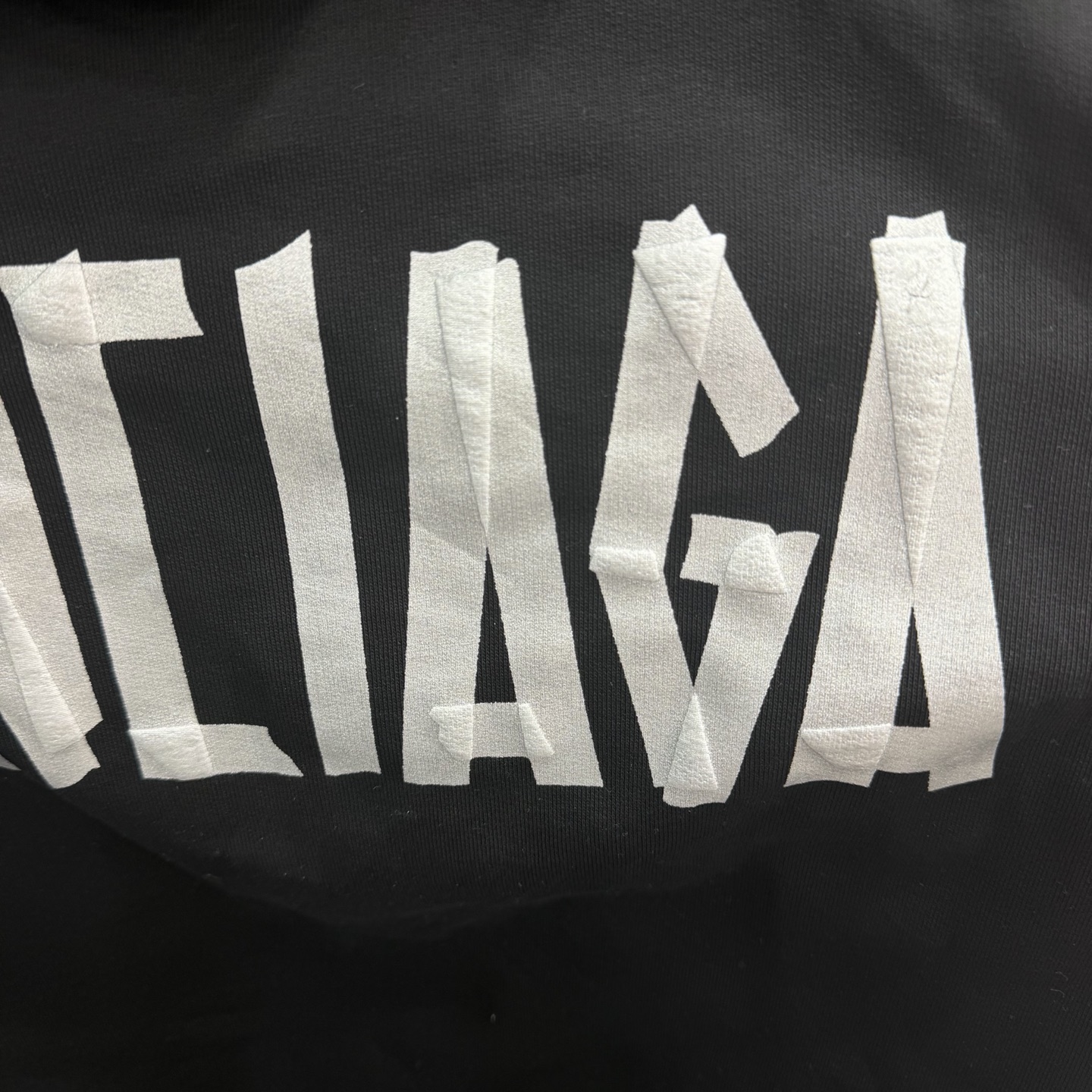 Balenciaga 巴黎世家 字母胶带发泡烫银印花拉链连帽卫衣 连帽衫 外套 长袖 黑色 B0 