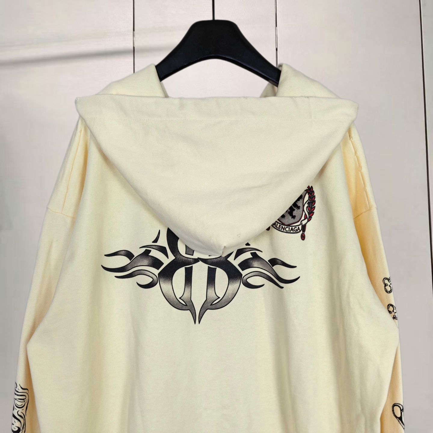 Balenciaga 巴黎世家 徽标logo 1917直喷印花拉链连帽卫衣 连帽衫 外套 长袖 米杏色 B0 