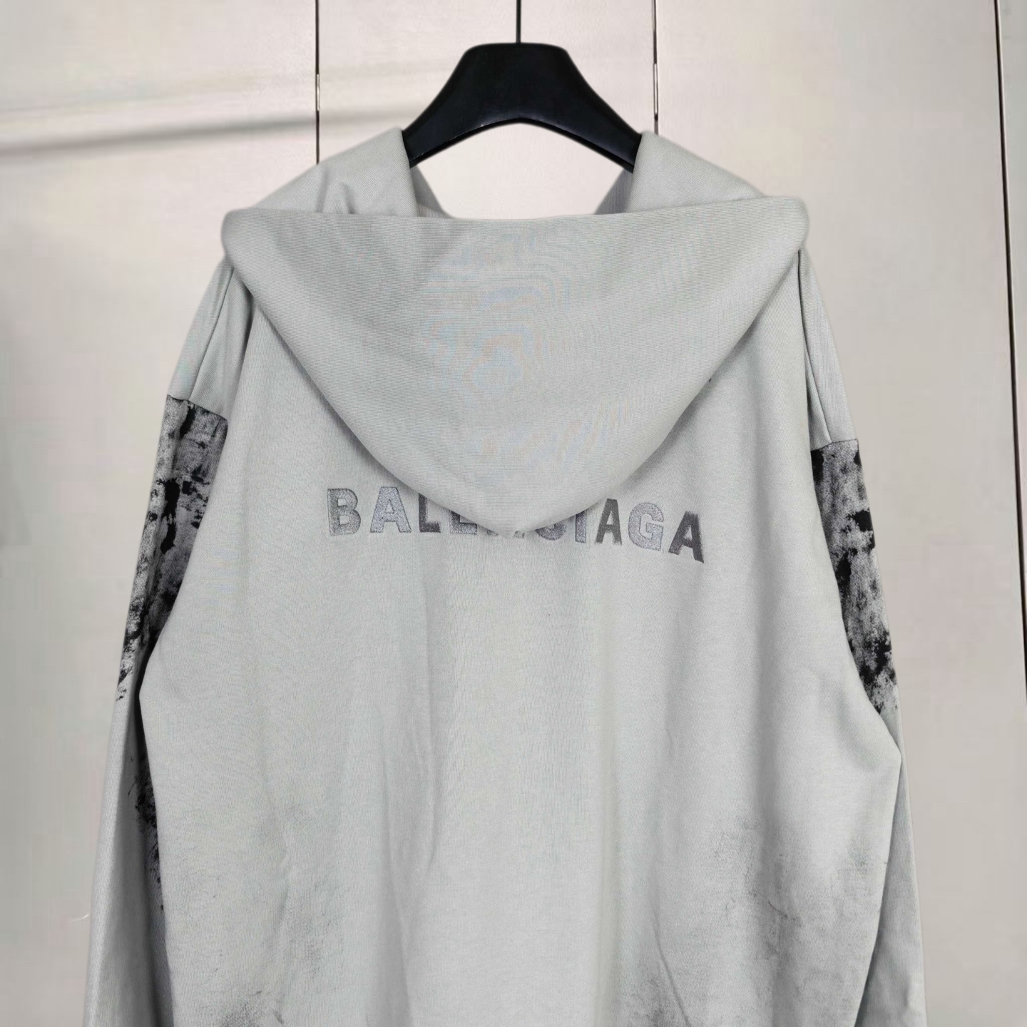 Balenciaga 巴黎世家 水洗做旧油漆泼墨涂鸦手绘拉链连帽卫衣 连帽衫 外套 长袖 灰色 藏青色 B0 