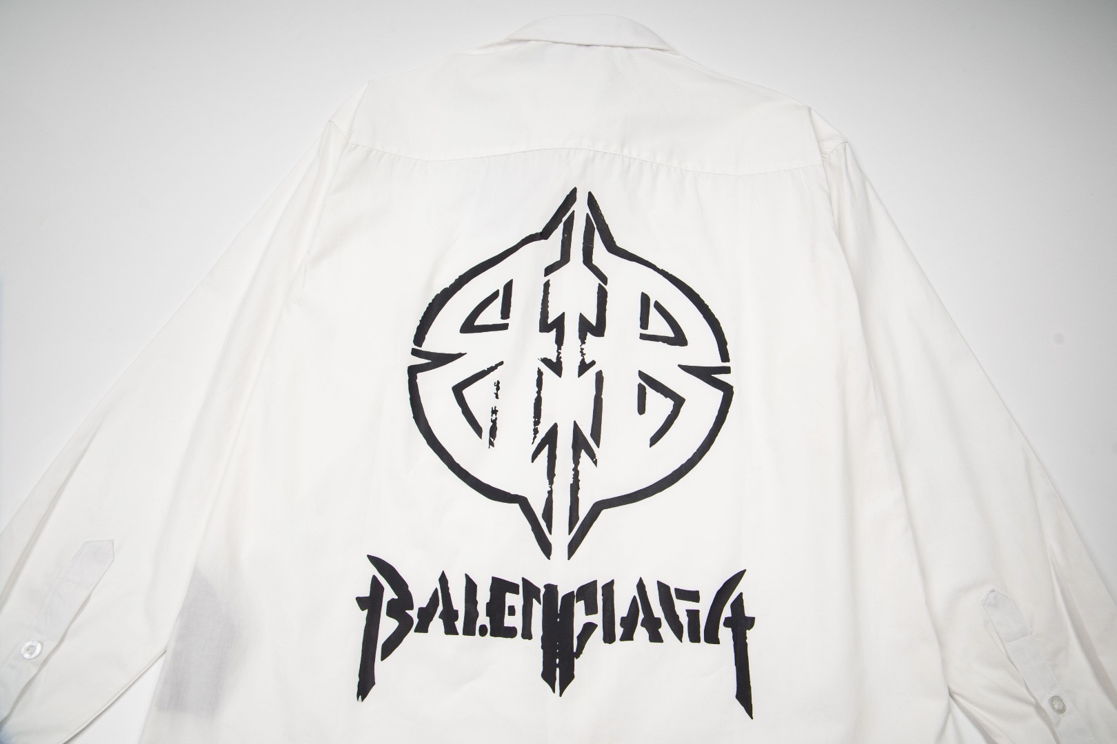 Balenciaga 巴黎世家 比特币BB摇滚盾牌印花衬衫 外套 长袖 秋冬 黑色 白色 A5