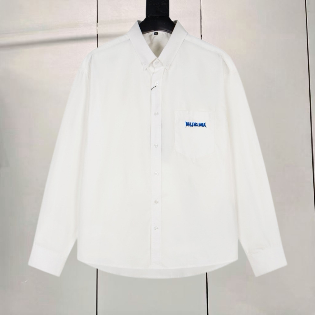 Balenciaga 巴黎世家 梵文火焰字母印花logo衬衫 外套 长袖 秋冬 黑色 白色 A5
