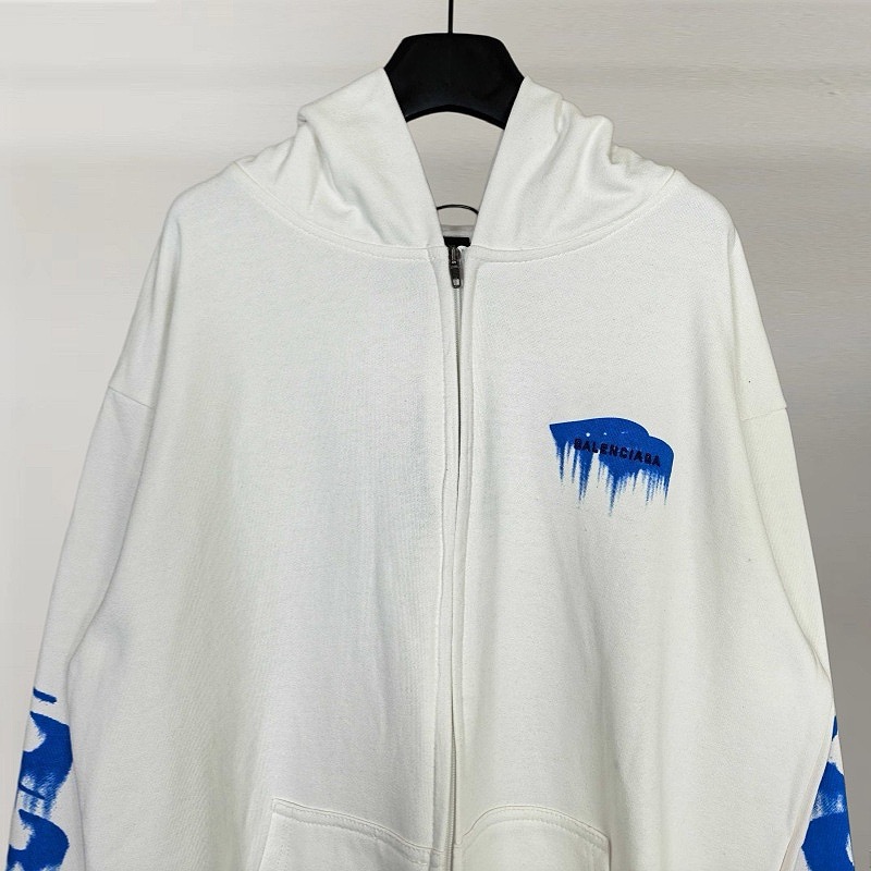 Balenciaga 巴黎世家 3M字母溶解印花印花拉链连帽卫衣 连帽衫 外套 长袖 白色 B0 