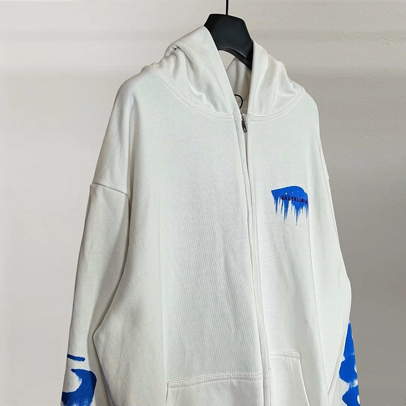 Balenciaga 巴黎世家 3M字母溶解印花印花拉链连帽卫衣 连帽衫 外套 长袖 白色 B0 
