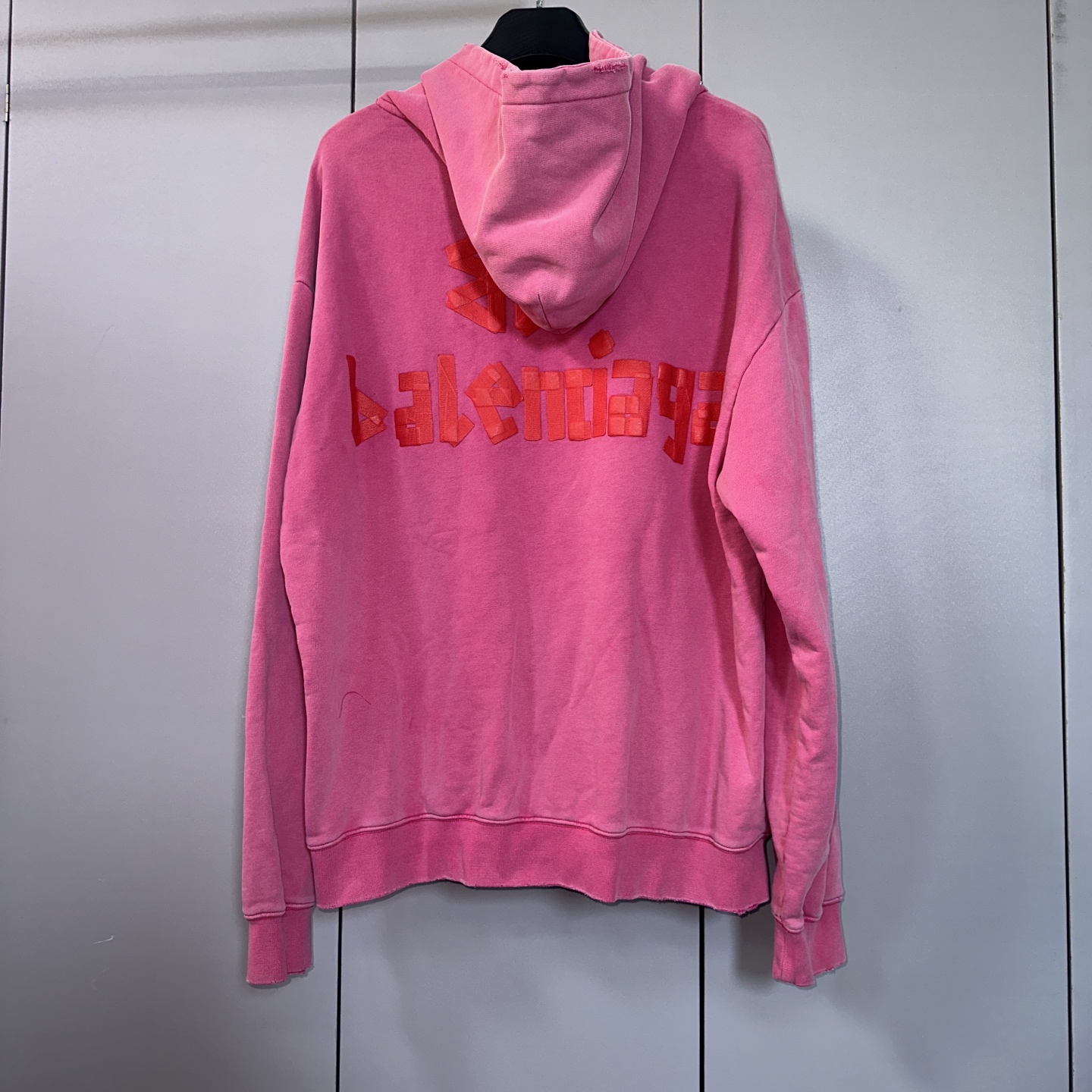 Balenciaga 巴黎世家 美纹纸胶带字母发泡印花连帽卫衣 连帽衫 外套 长袖 粉色 B0 