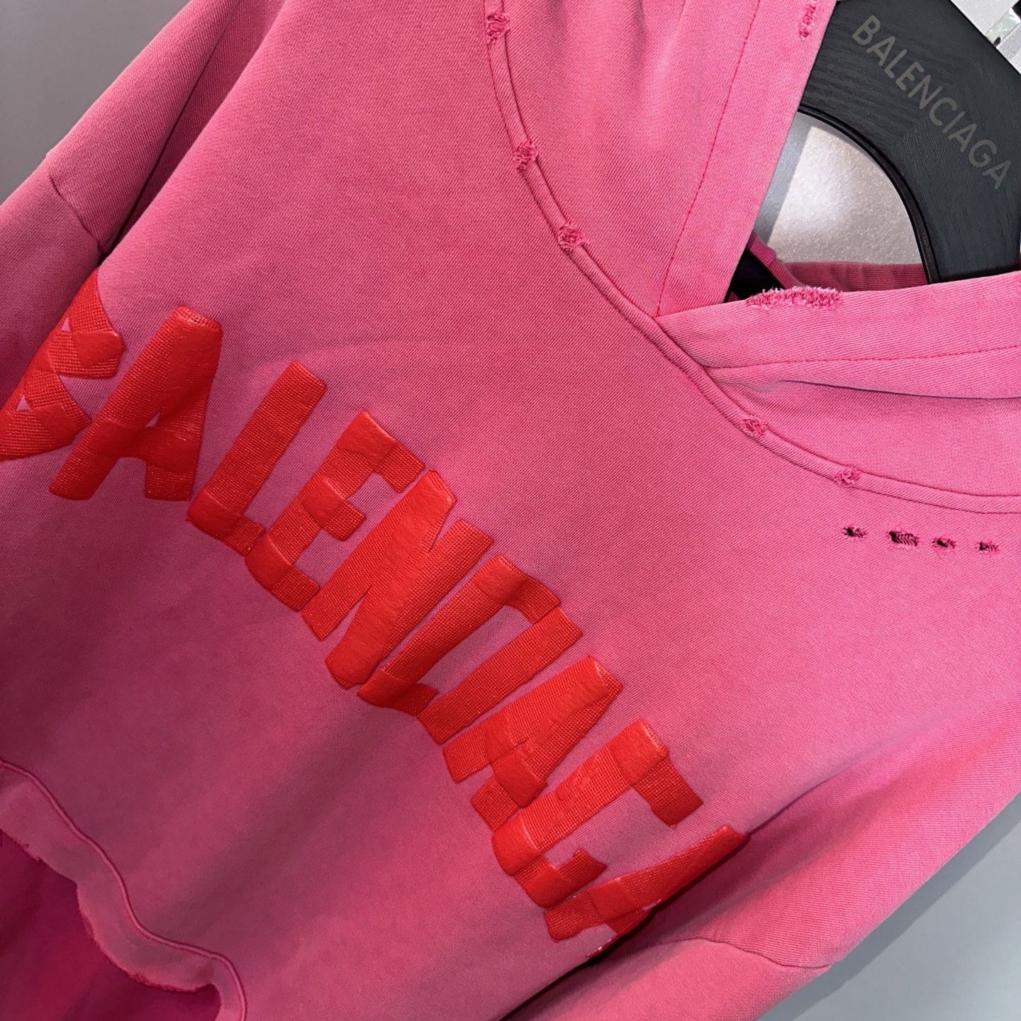 Balenciaga 巴黎世家 美纹纸胶带字母发泡印花连帽卫衣 连帽衫 外套 长袖 粉色 B0 