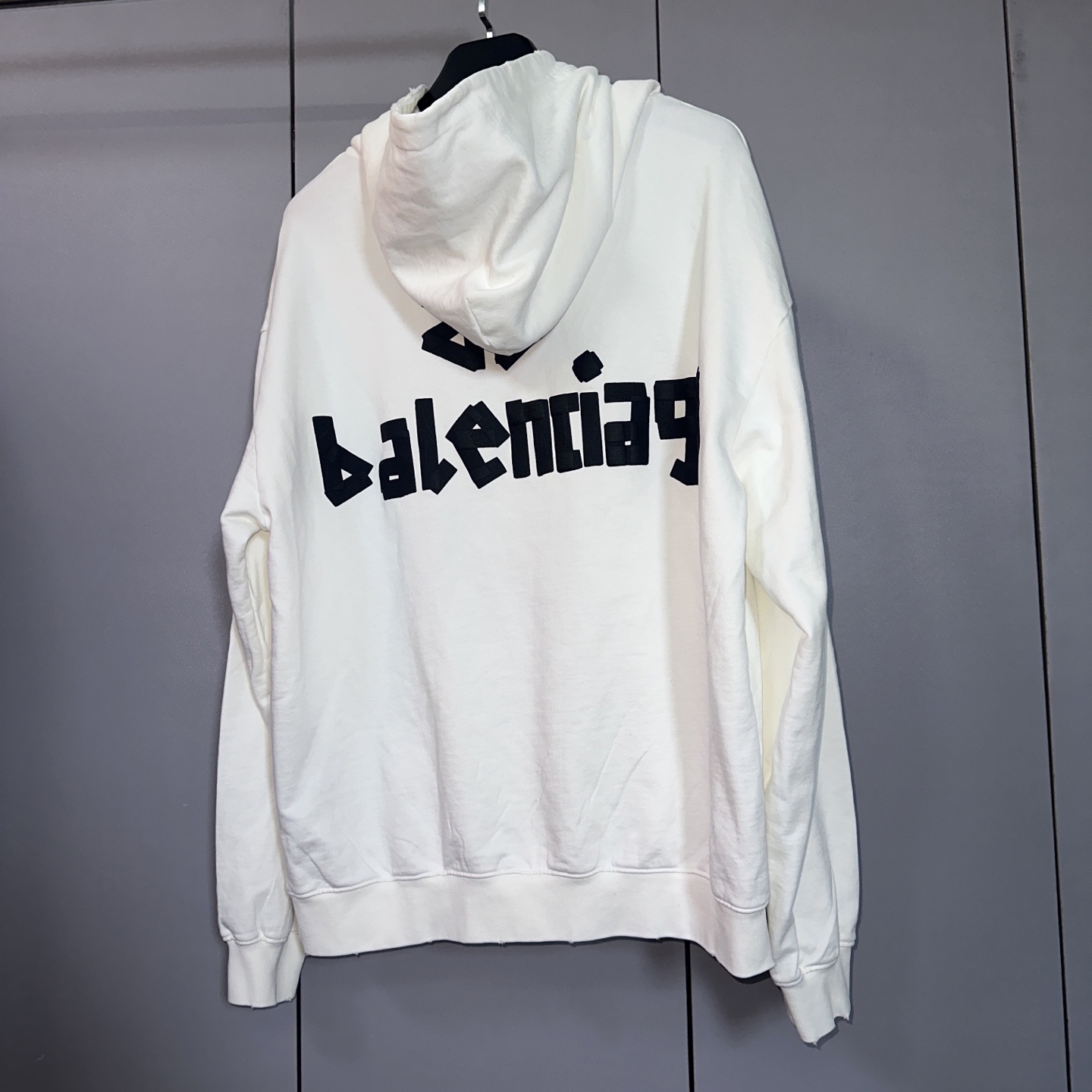 Balenciaga 巴黎世家 美纹纸胶带字母发泡印花连帽卫衣 连帽衫 外套 长袖 黑色 白色 B0