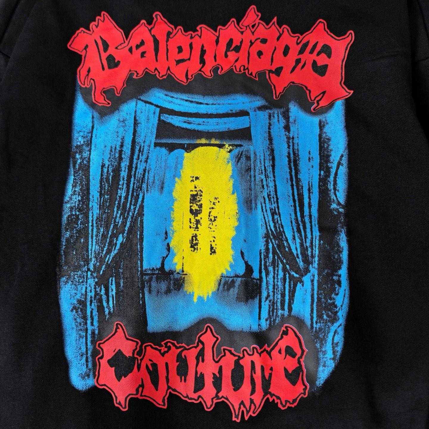 Balenciaga 巴黎世家 暗黑乐队摇滚涂鸦风印花洗水做旧拉链连帽卫衣 连帽衫 外套 长袖 黑色 白色 B0 