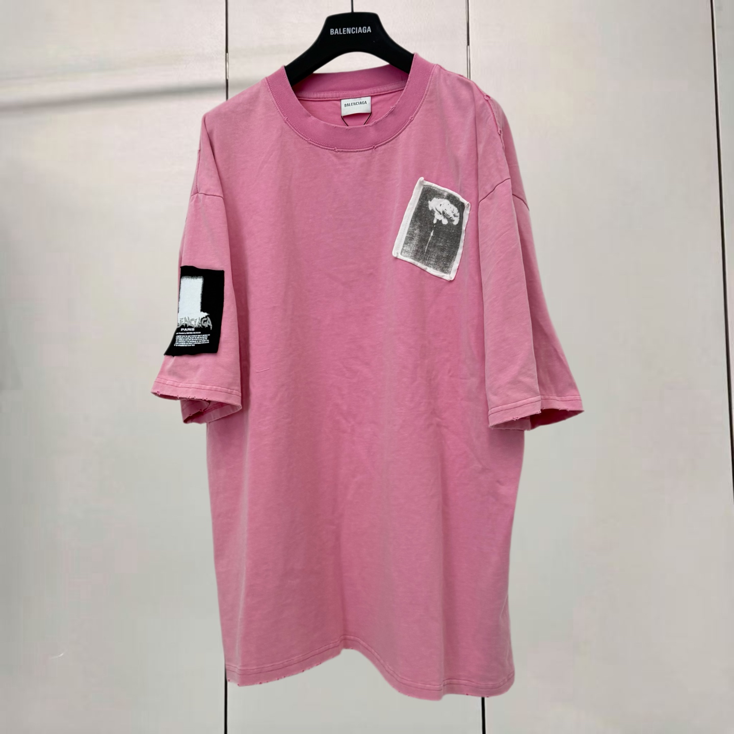 Balenciaga 巴黎世家 贴布印花圆领短袖 T恤 圆领 夏季 粉色 A0 