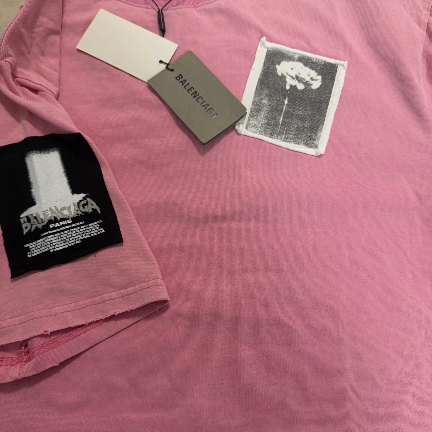 Balenciaga 巴黎世家 贴布印花圆领短袖 T恤 圆领 夏季 粉色 A0 