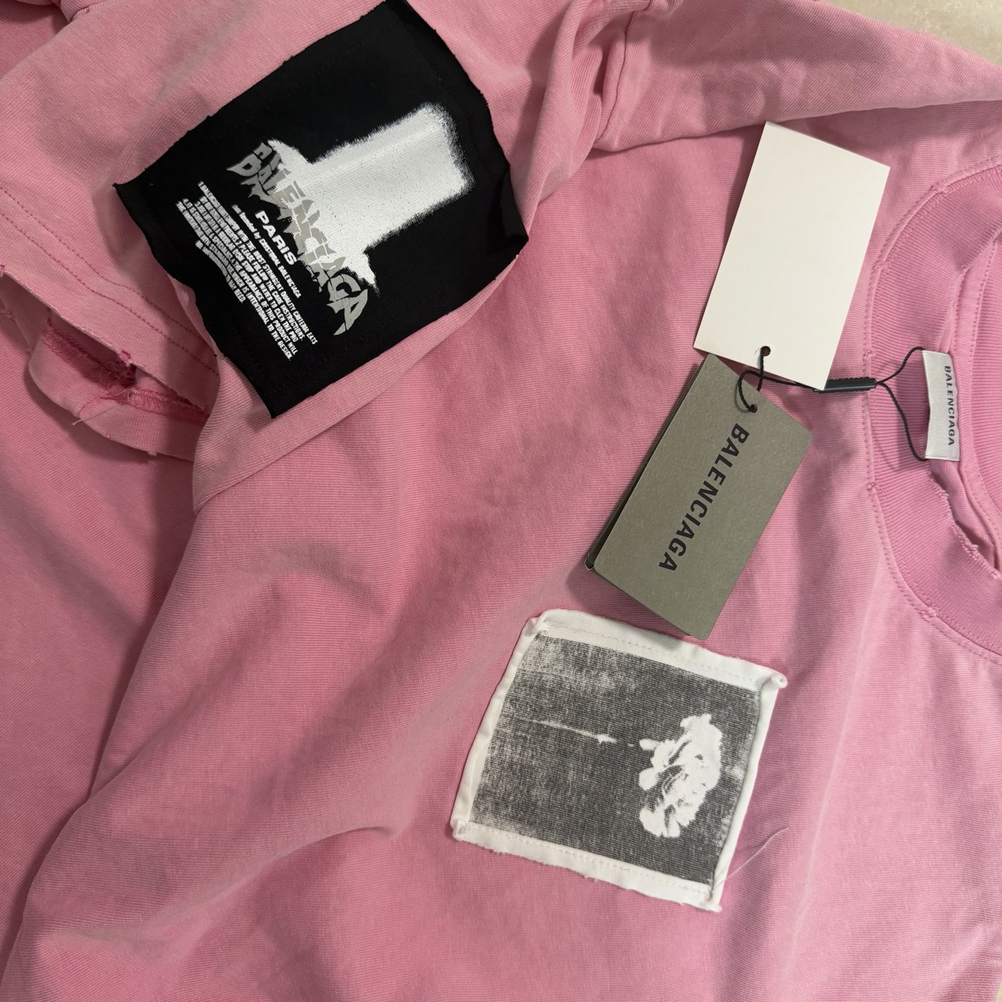 Balenciaga 巴黎世家 贴布印花圆领短袖 T恤 圆领 夏季 粉色 A0 