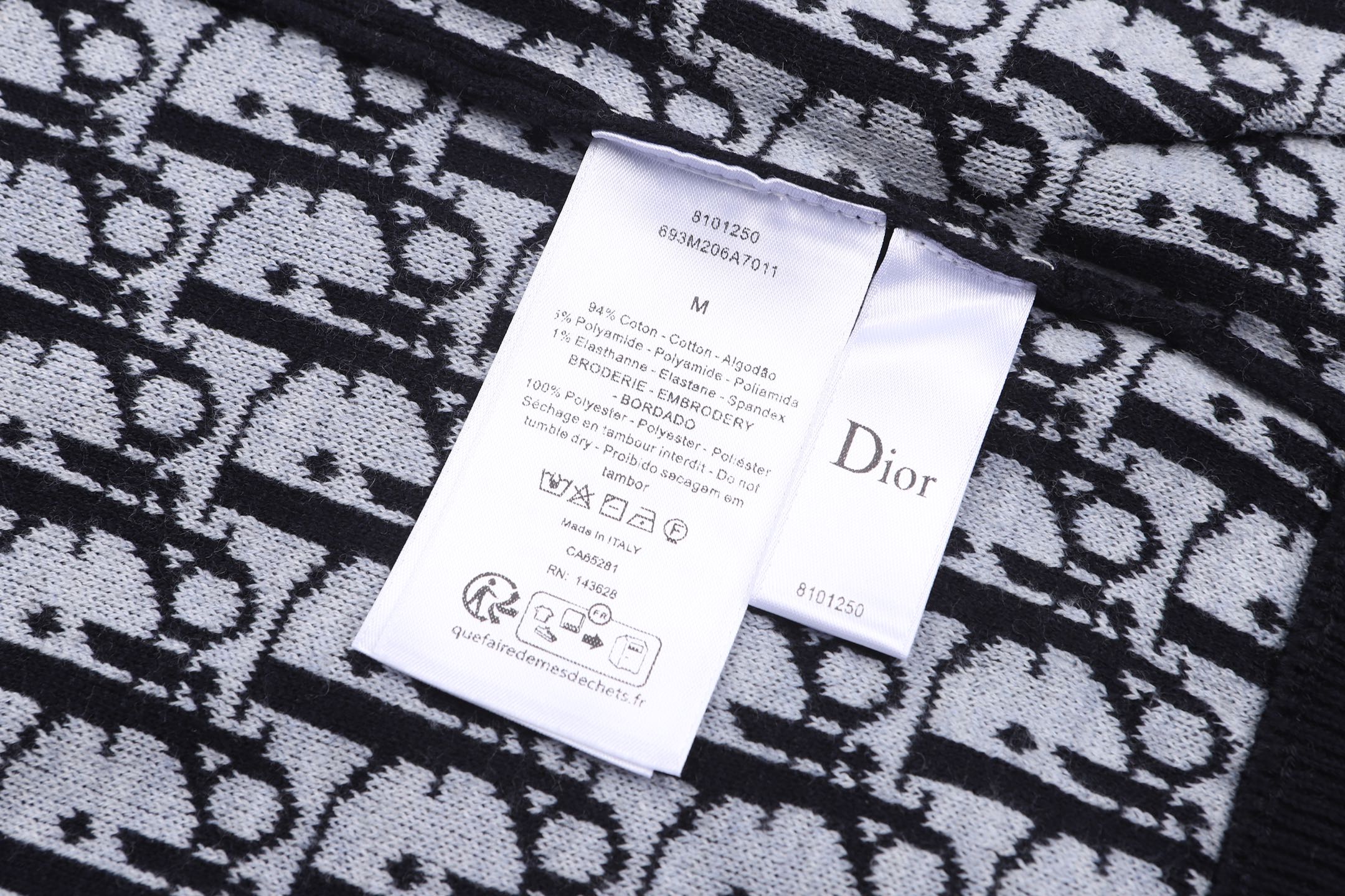 DIOR 迪奥 刺绣提花混纺针织拉链连帽卫衣 针织衫 秋冬 外套 长袖  灰色 蓝色 C0 