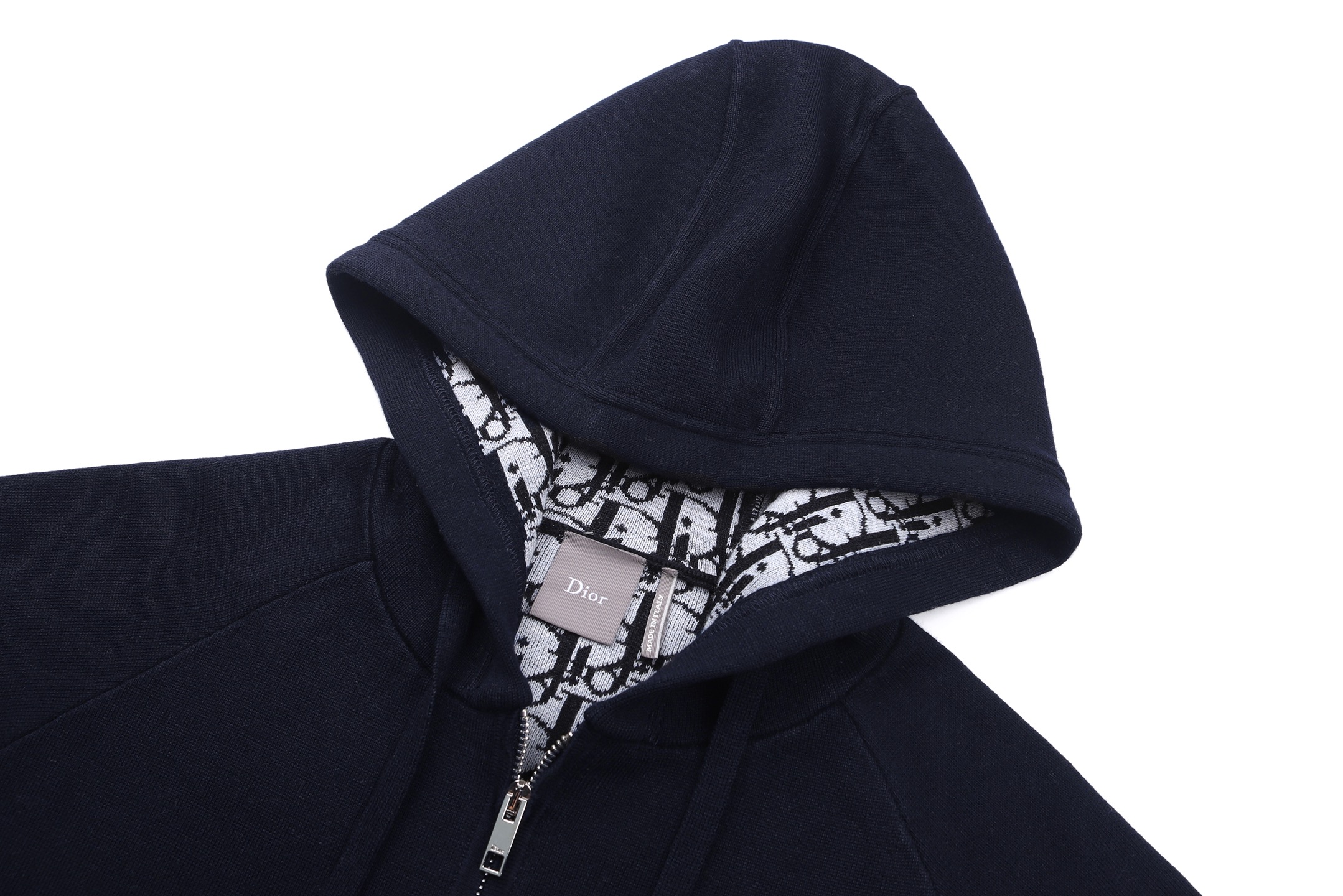 DIOR 迪奥 刺绣提花混纺针织拉链连帽卫衣 针织衫 秋冬 外套 长袖  灰色 蓝色 C0 