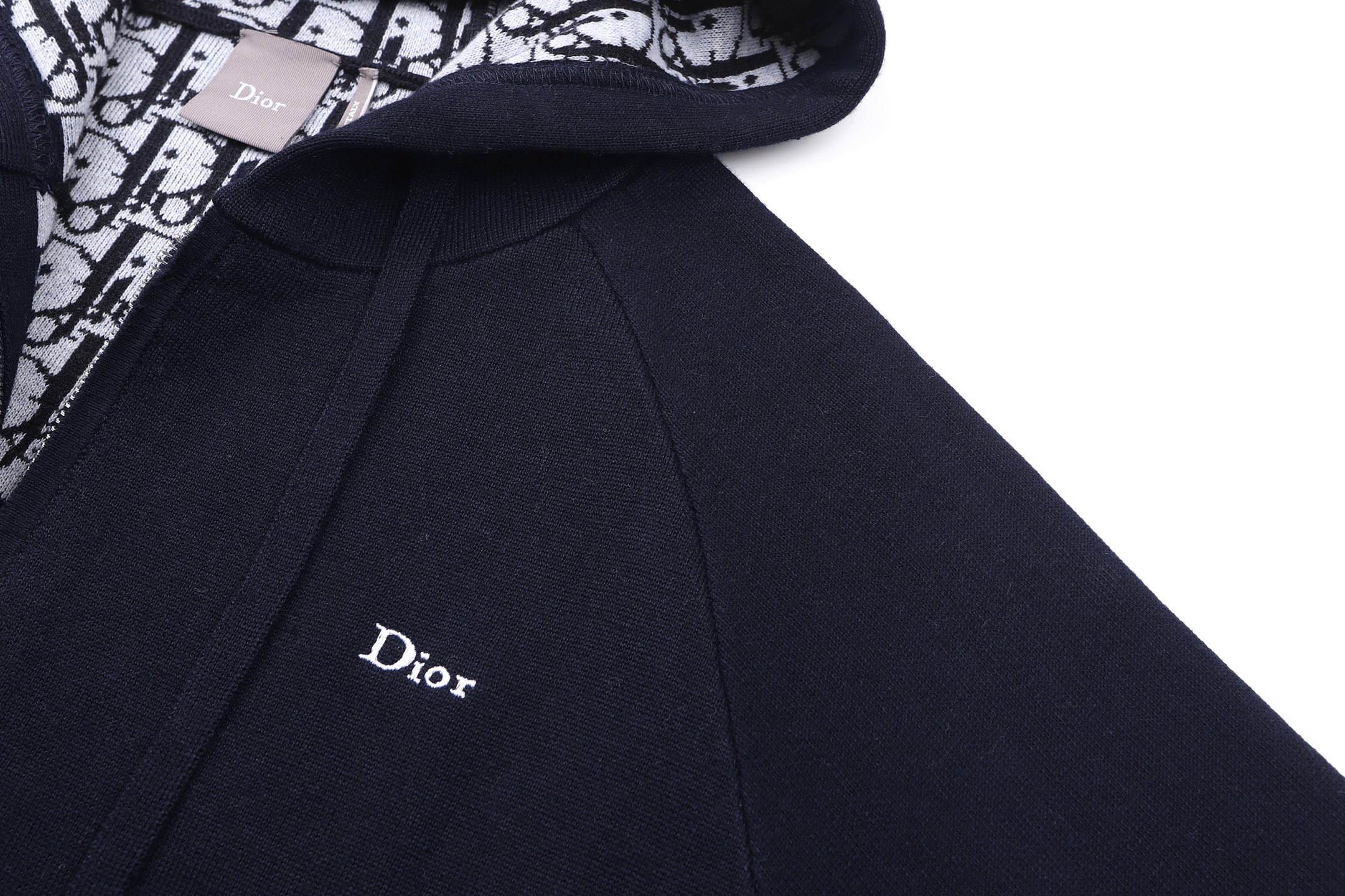 DIOR 迪奥 刺绣提花混纺针织拉链连帽卫衣 针织衫 秋冬 外套 长袖  灰色 蓝色 C0 