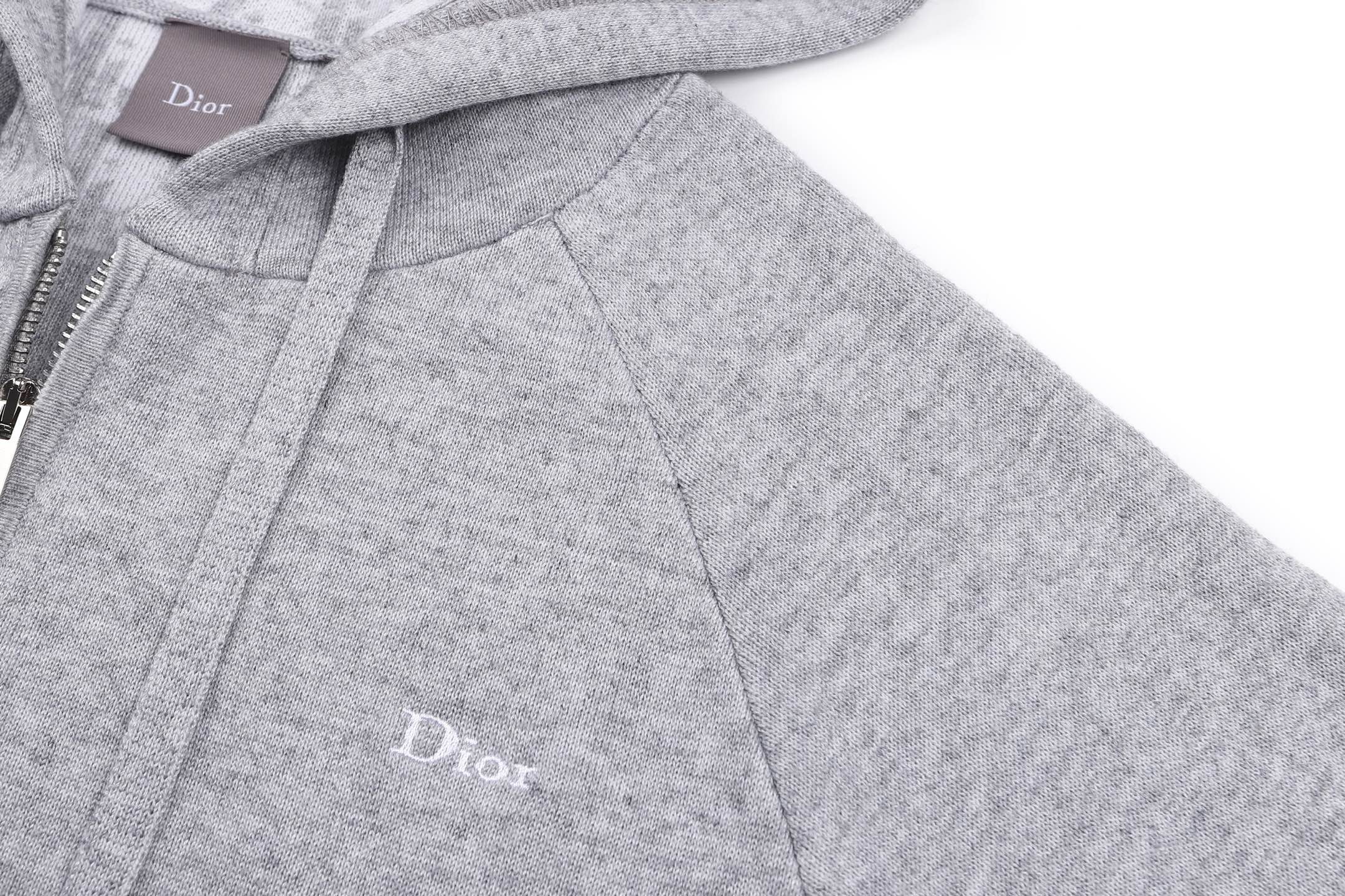 DIOR 迪奥 刺绣提花混纺针织拉链连帽卫衣 针织衫 秋冬 外套 长袖  灰色 蓝色 C0 