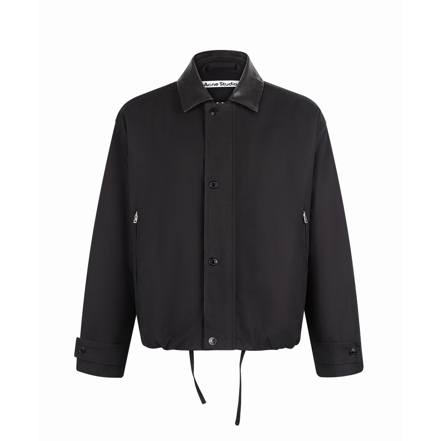 Acne Studios 皮革标识斜纹布拉链夹克 外套 秋冬 长袖 卡其色 黑色 C0