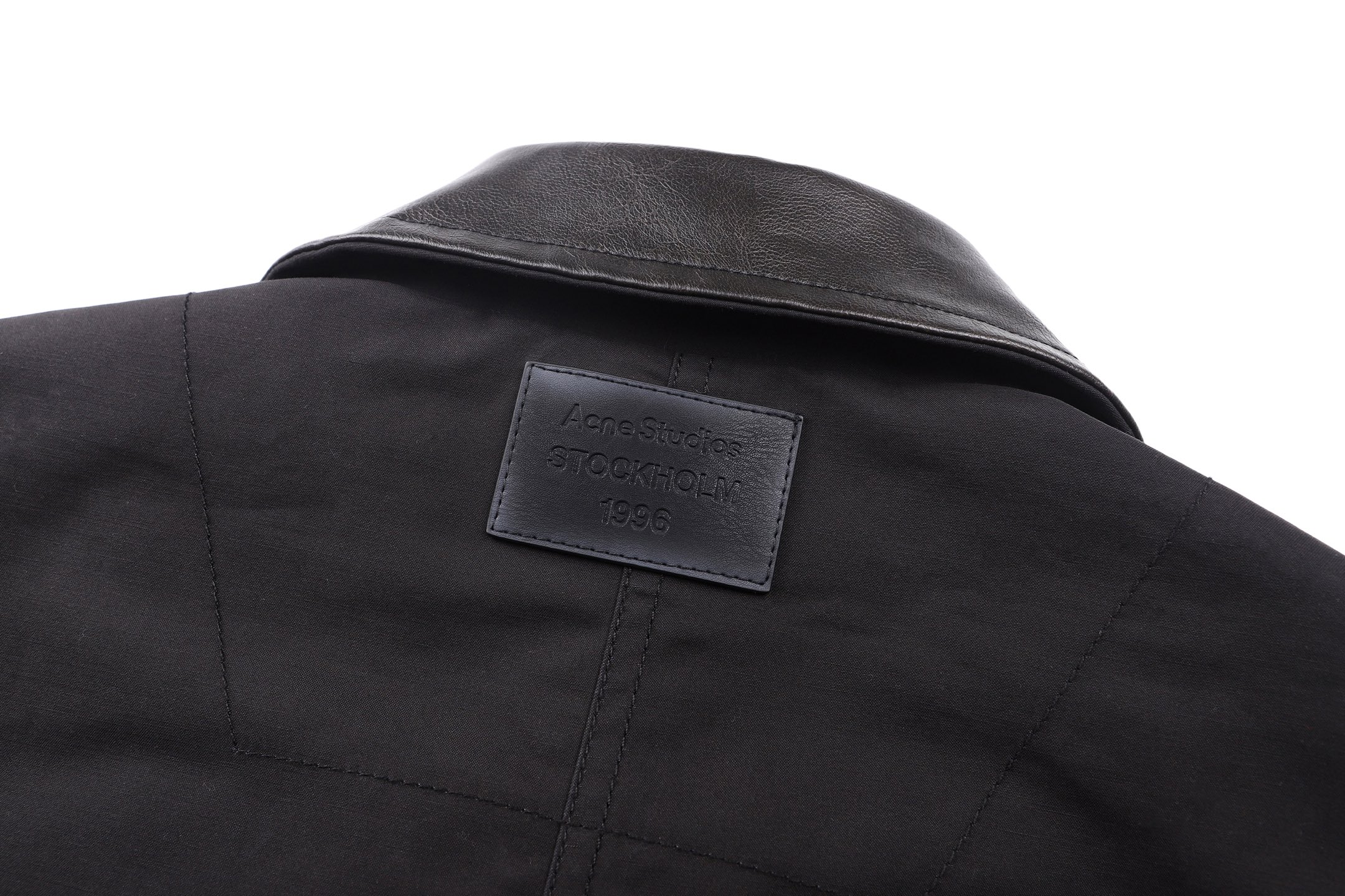 Acne Studios 皮革标识斜纹布拉链夹克 外套 秋冬 长袖 卡其色 黑色 C0