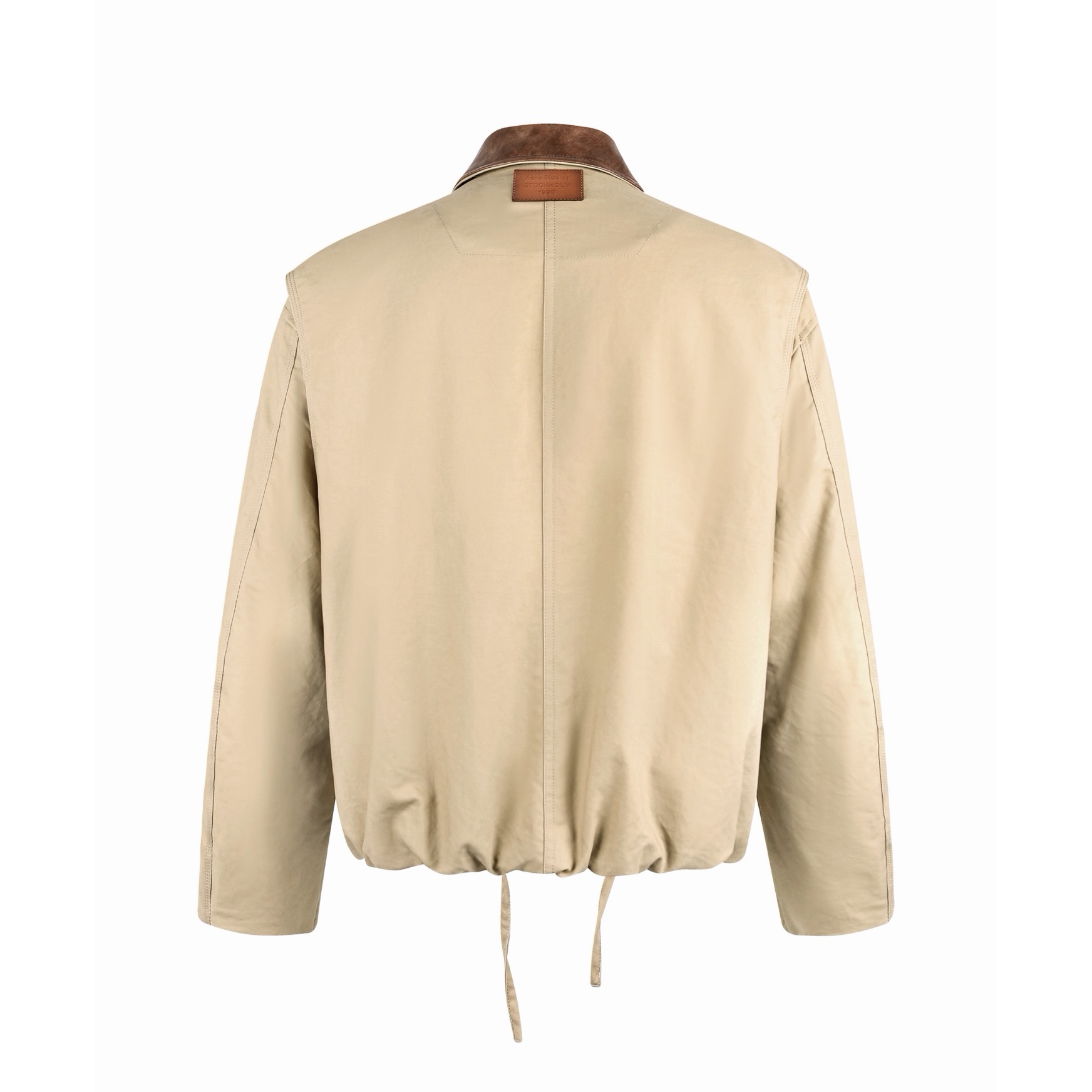 Acne Studios 皮革标识斜纹布拉链夹克 外套 秋冬 长袖 卡其色 黑色 C0