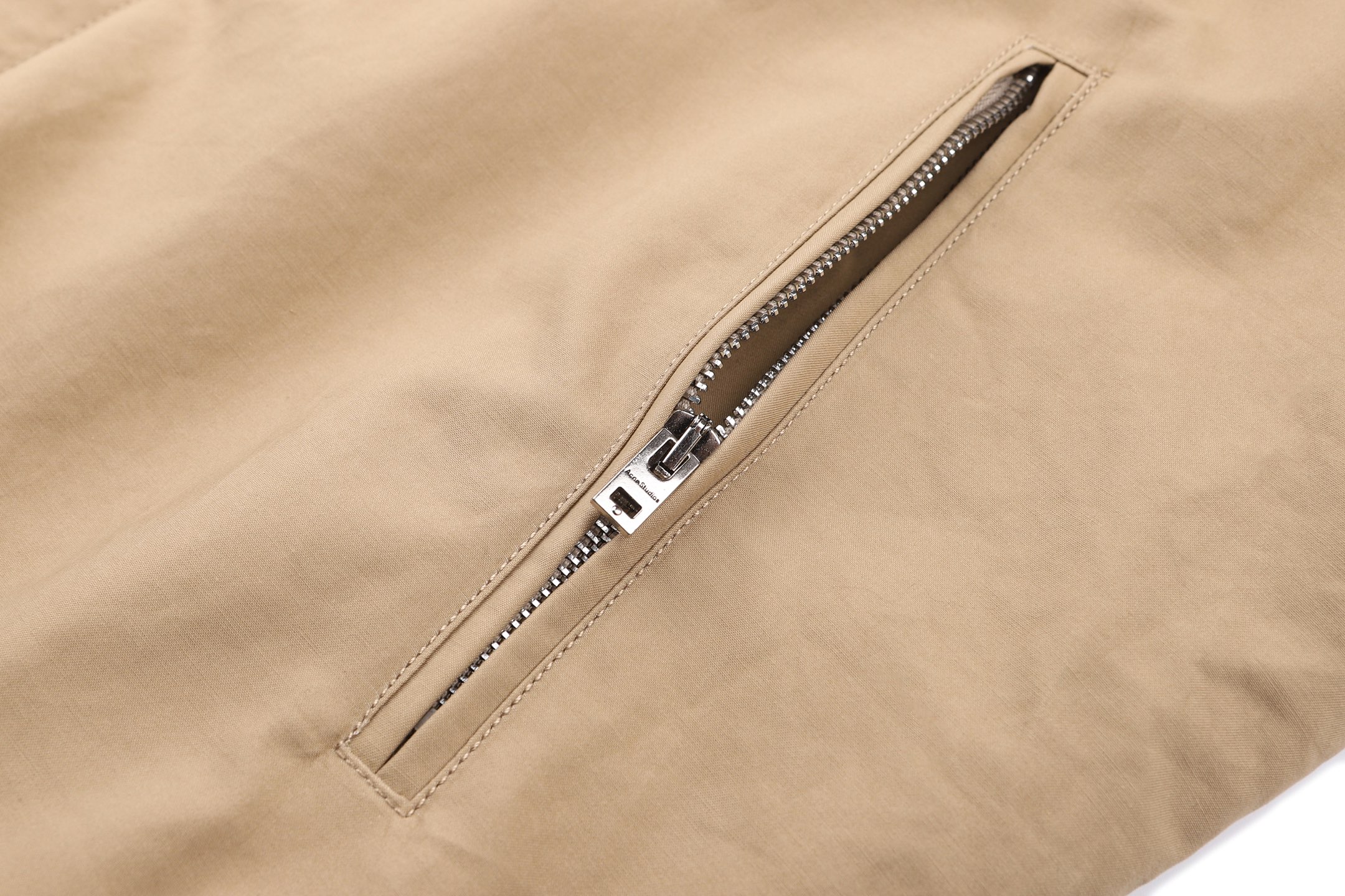 Acne Studios 皮革标识斜纹布拉链夹克 外套 秋冬 长袖 卡其色 黑色 C0